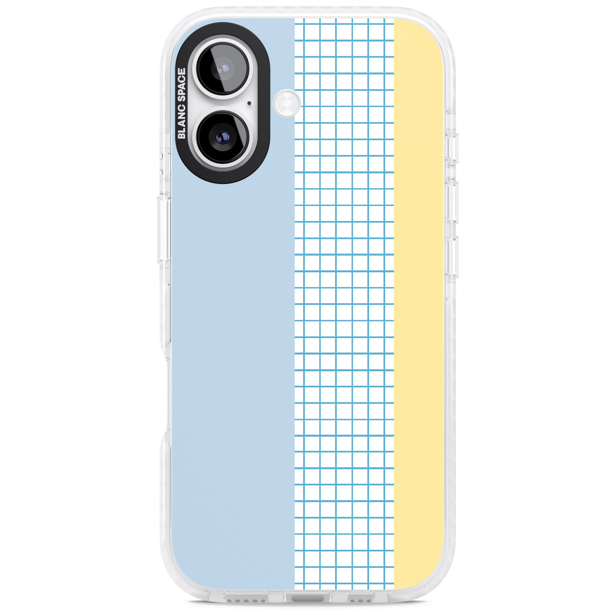 Abstract Grid Blue & Yellow iPhone 17 Impact Clear Phone Case