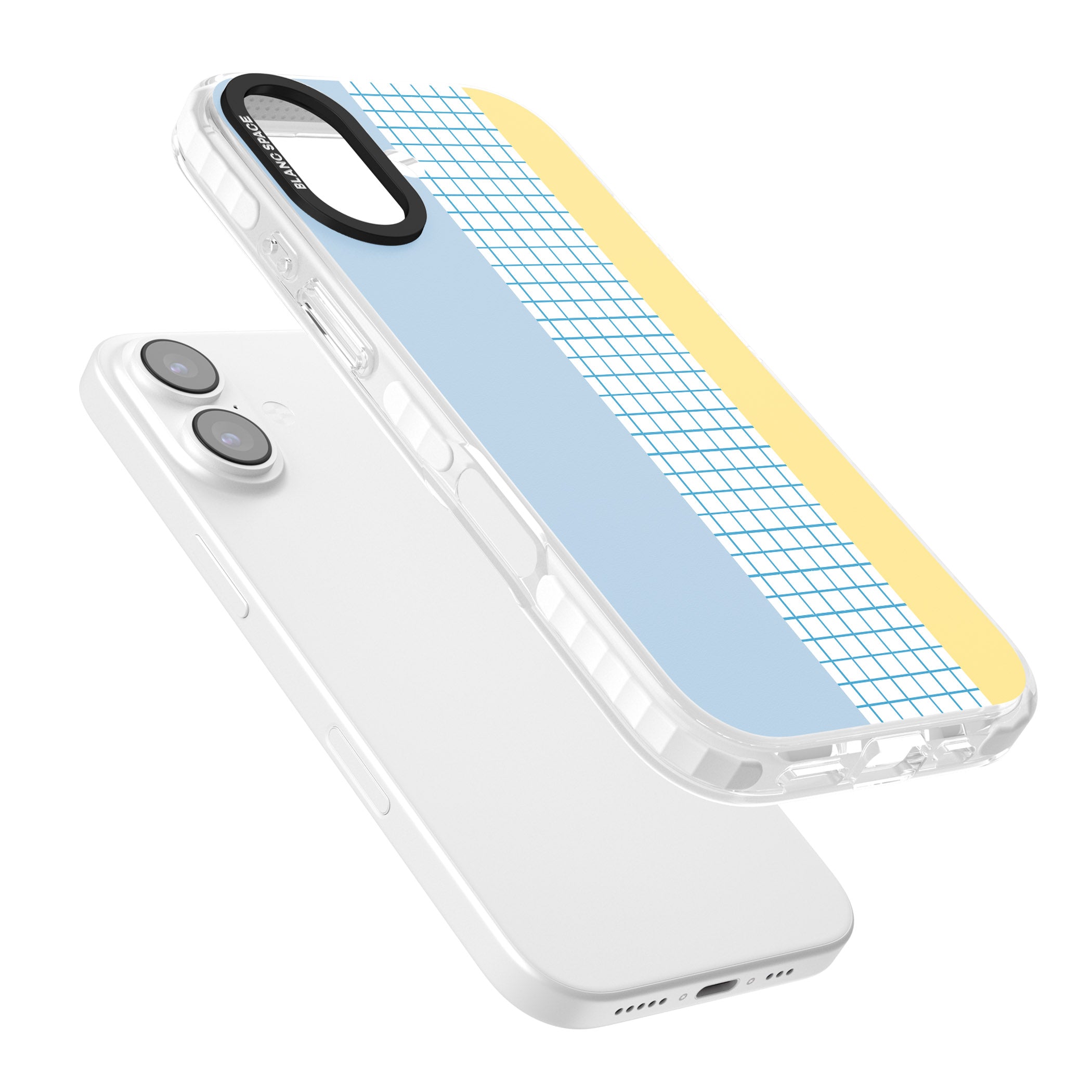 Abstract Grid Blue & Yellow iPhone 17 Impact Clear Phone Case Colours