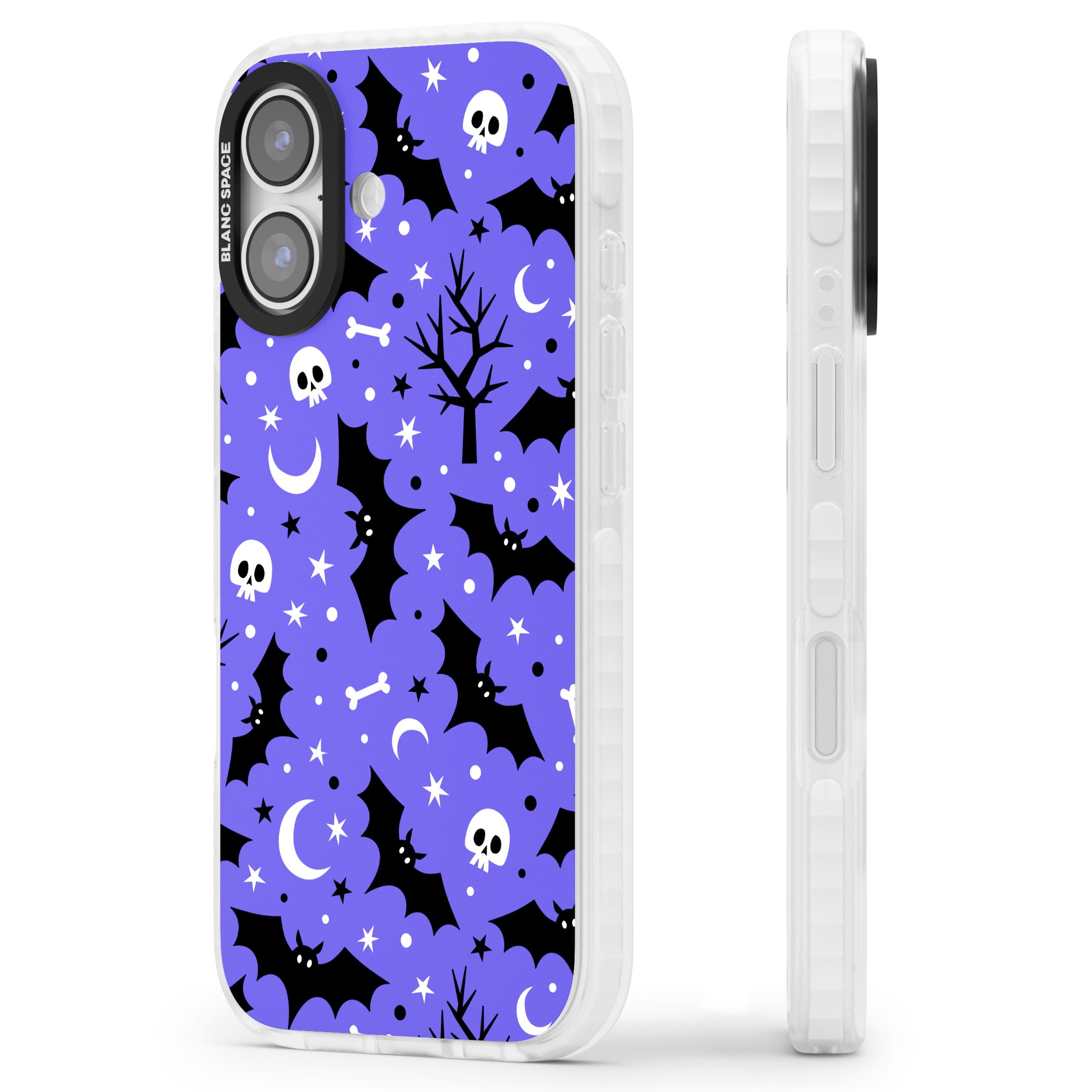 Bats N' Bones Pattern iPhone 17 Impact Clear Phone Case Side Profile