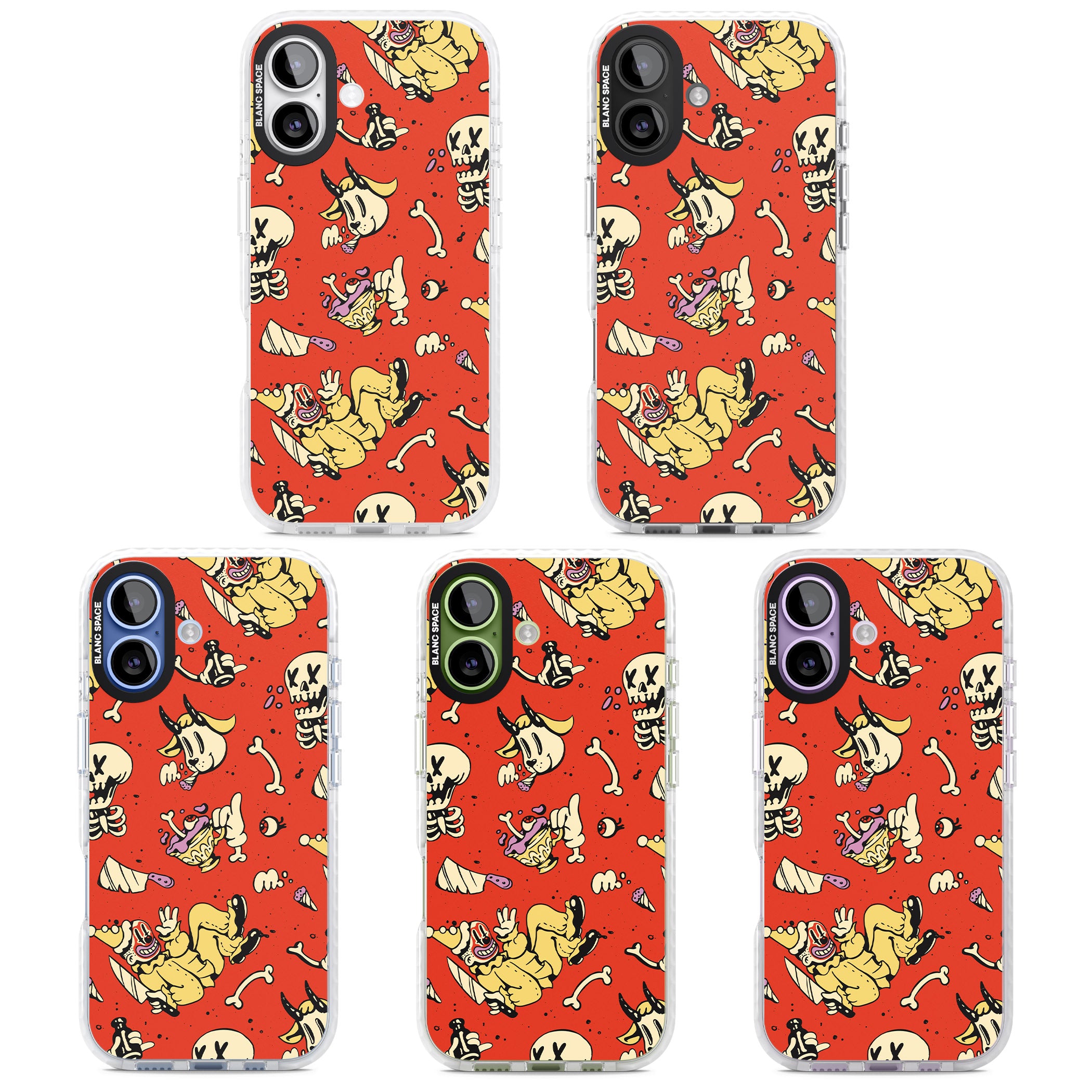 Red Retro Halloween Pattern iPhone 17 Impact Clear Phone Case APT Impact Protection