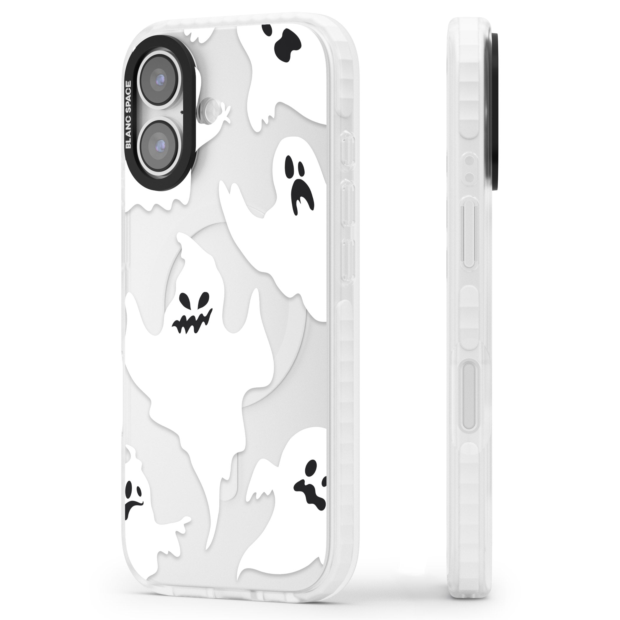 Ghost Pattern iPhone 17 Impact Clear Phone Case Side Profile