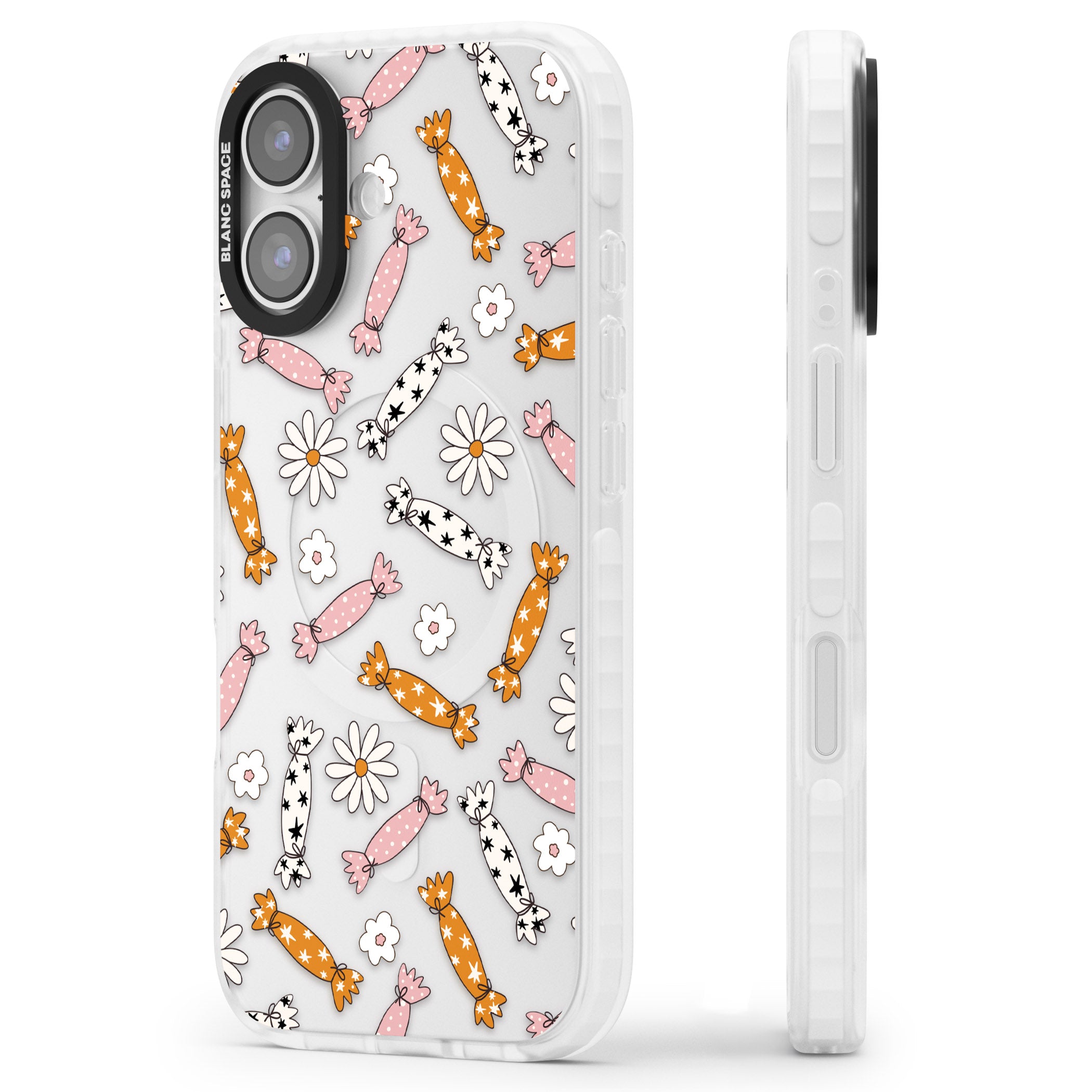 Floral Candy iPhone 17 Impact Clear Phone Case Side Profile