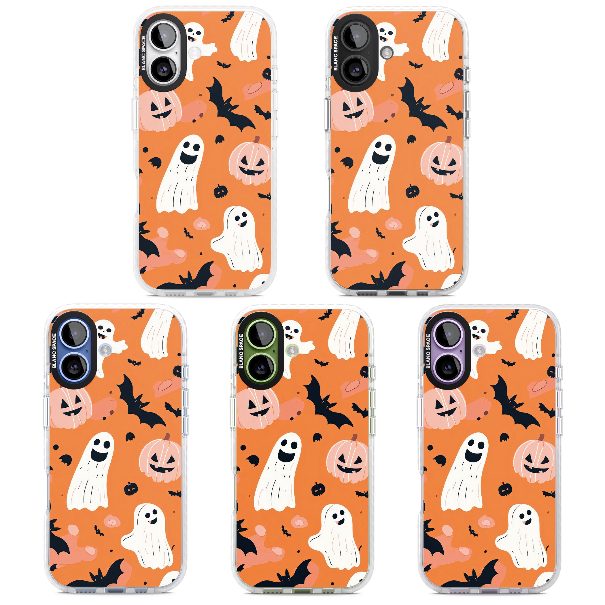Orange Halloween Pattern iPhone 17 Impact Clear Phone Case APT Impact Protection
