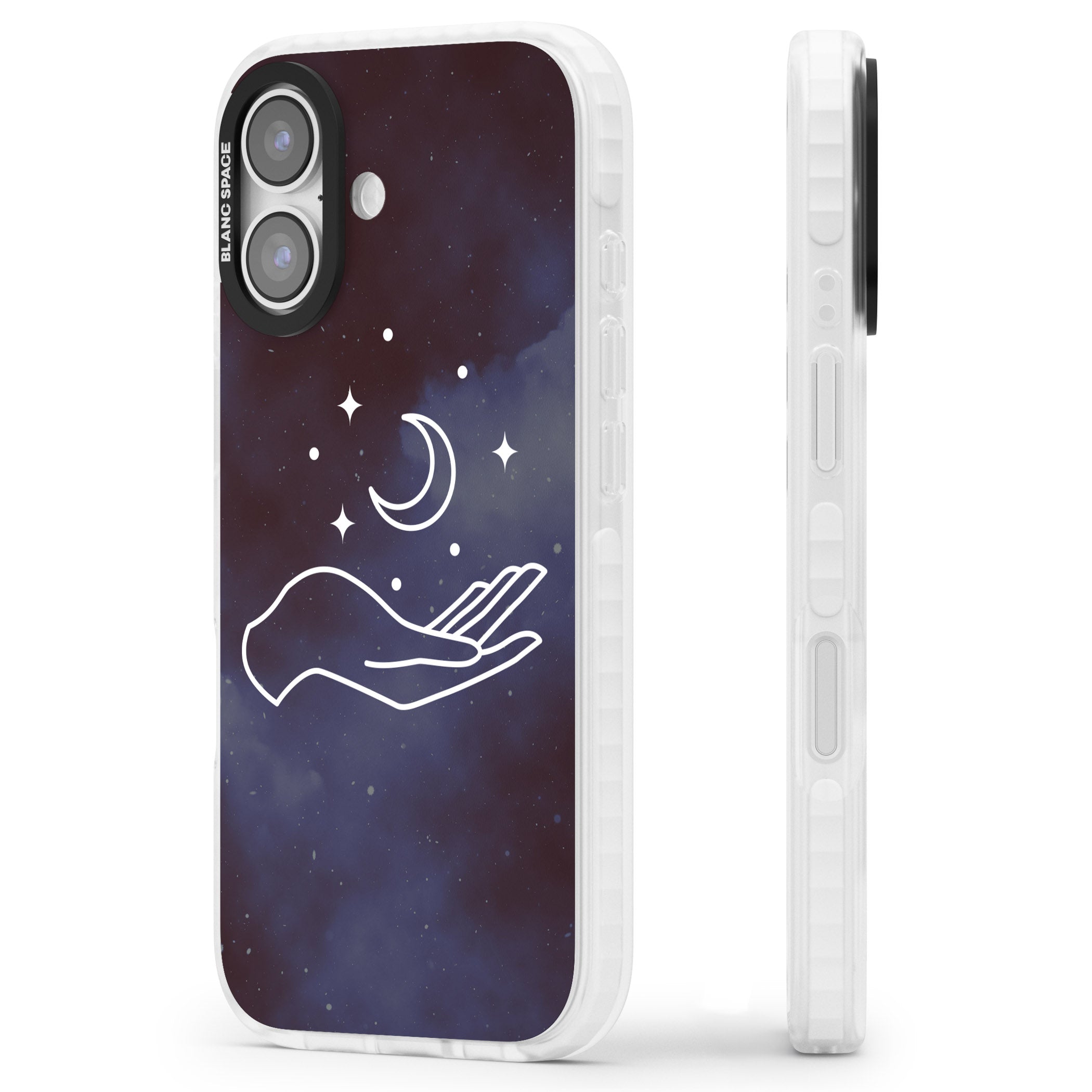 Celestial Hand & Moon iPhone 17 Impact Clear Phone Case Side Profile