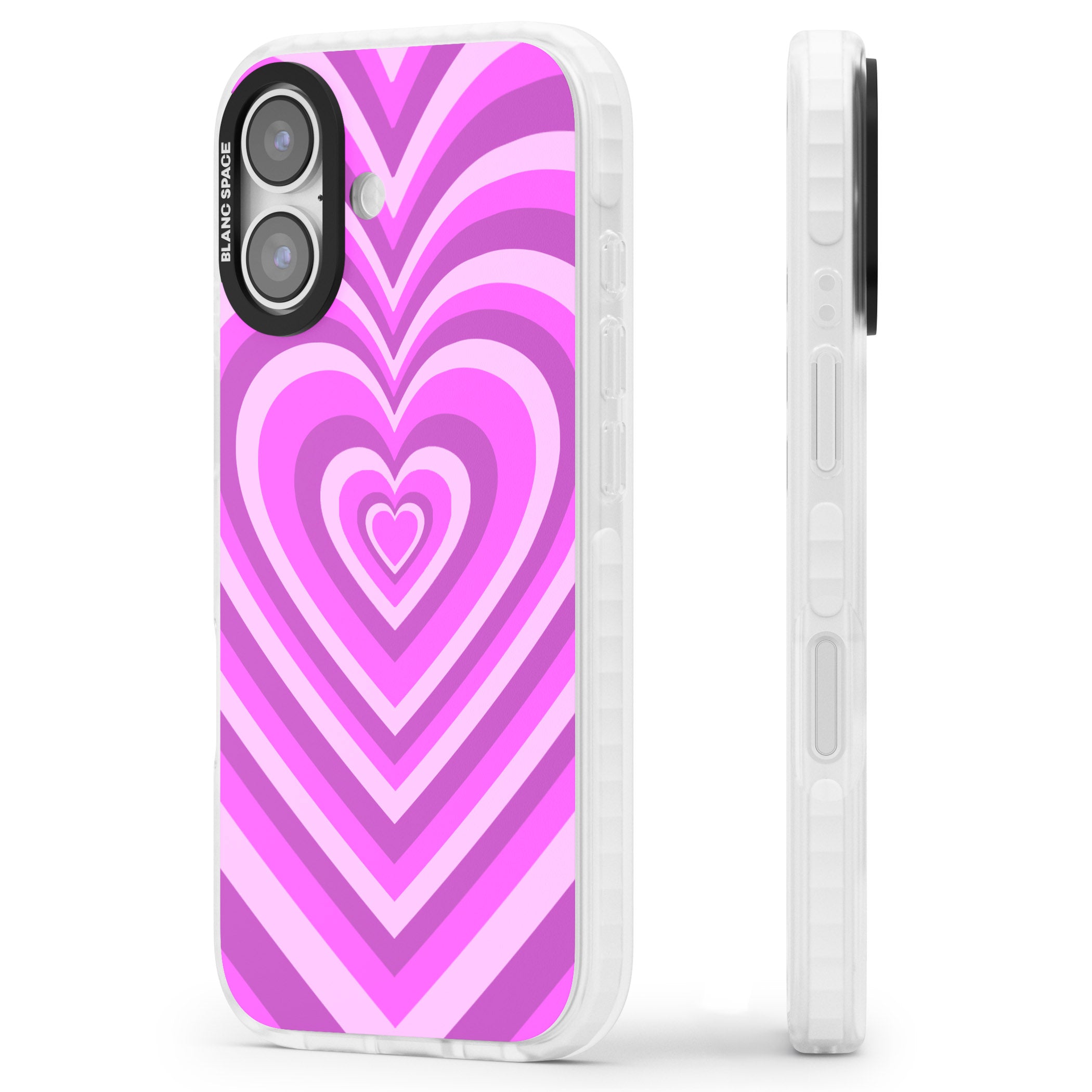 Pink Heart Illusion iPhone 17 Impact Clear Phone Case Side Profile