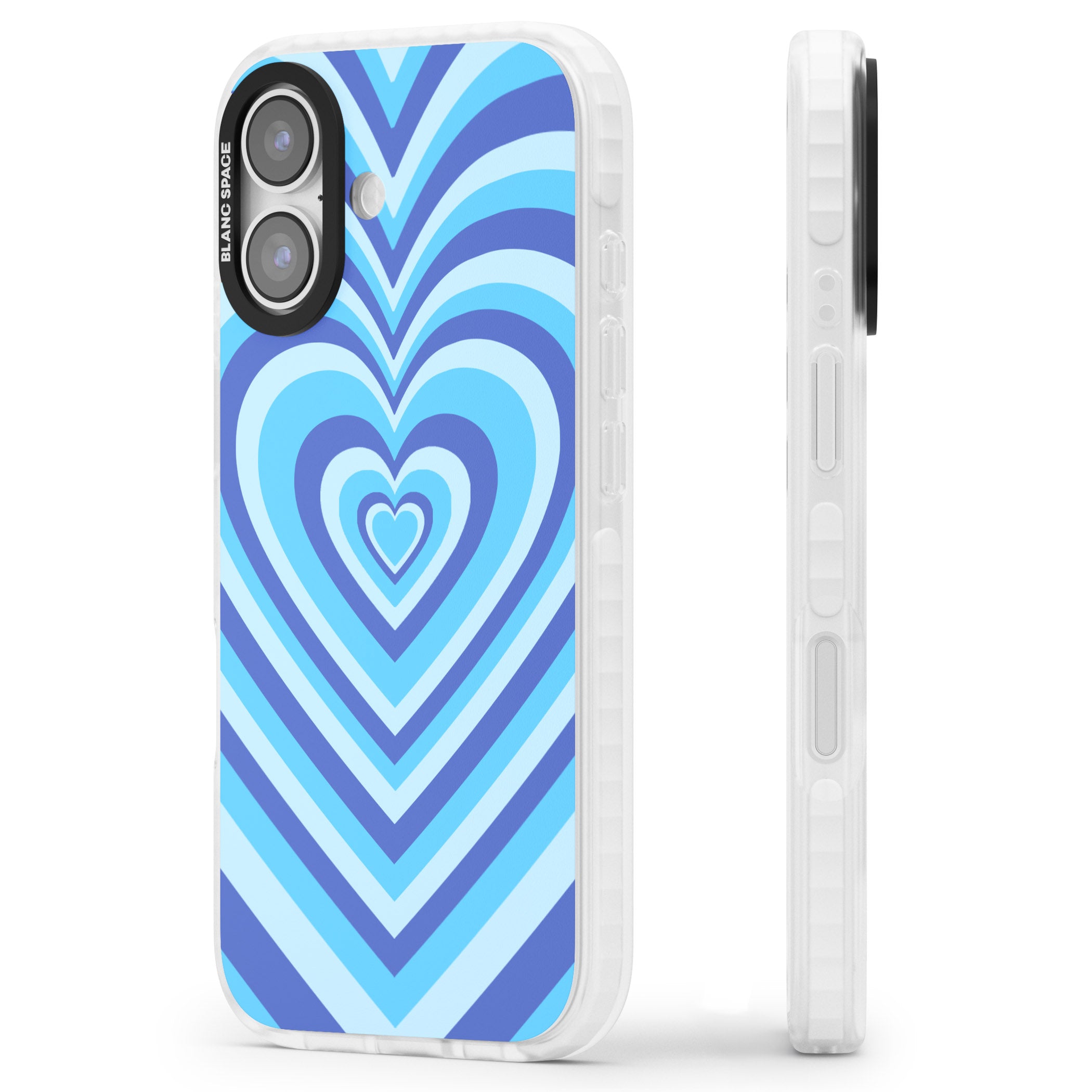 Blue Heart Illusion iPhone 17 Impact Clear Phone Case Side Profile