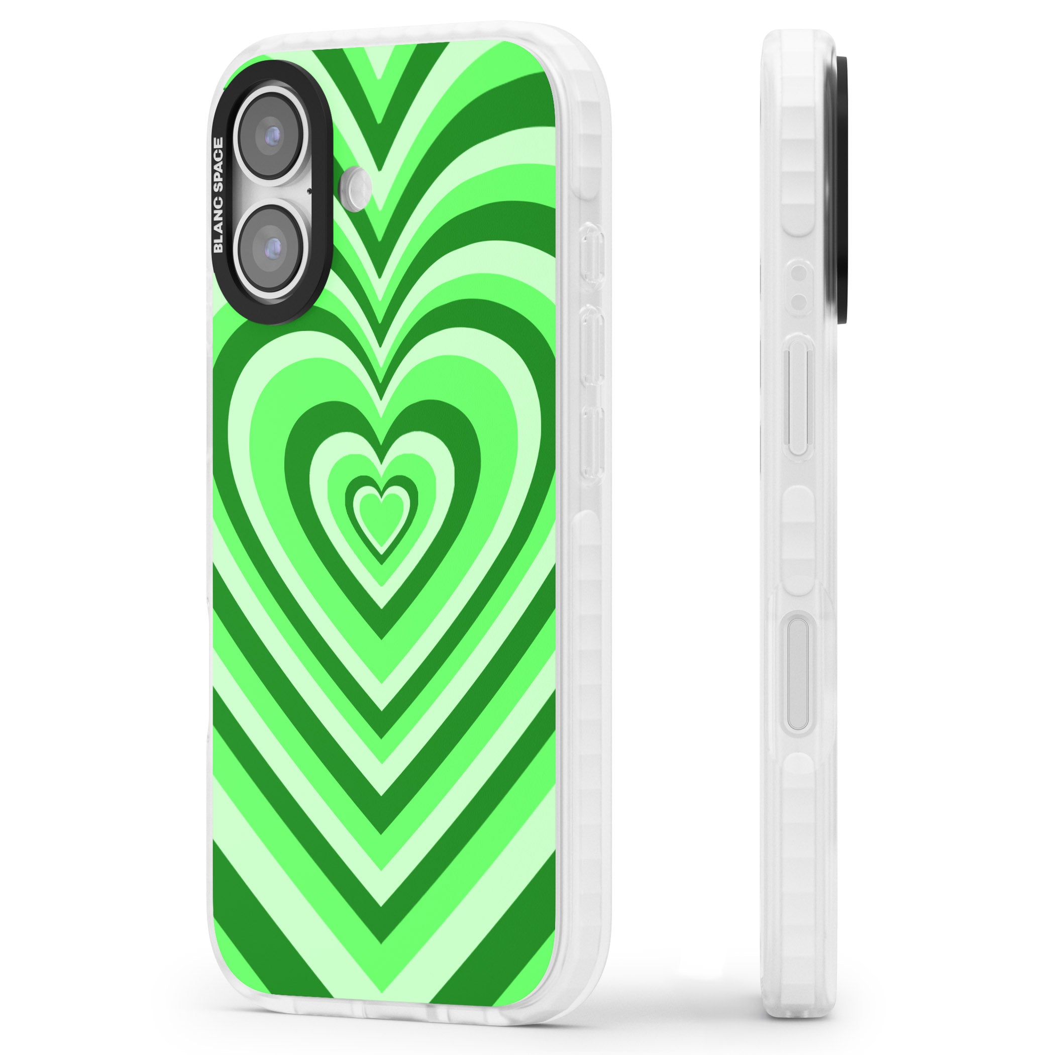 Green Heart Illusion iPhone 17 Impact Clear Phone Case Side Profile