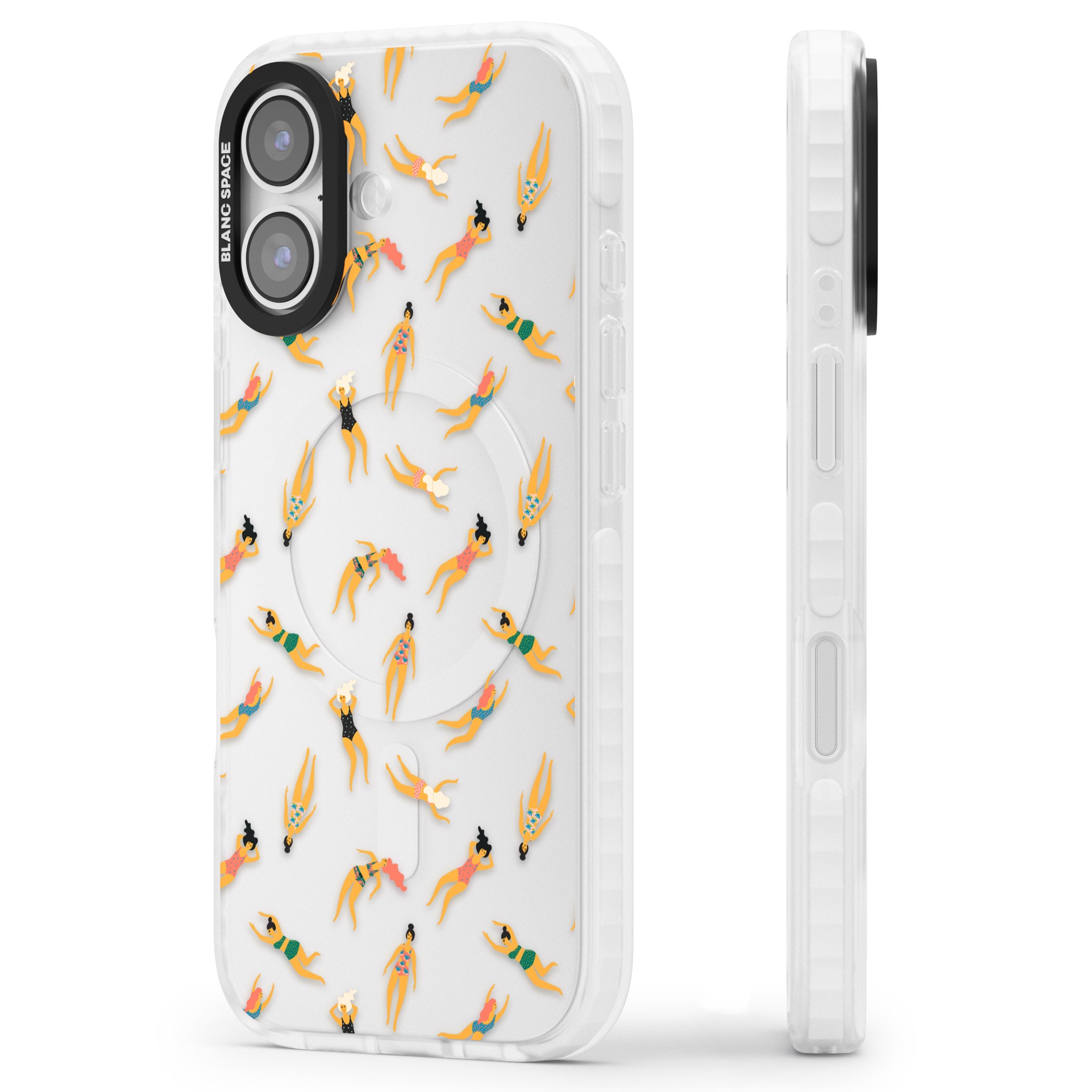 Poolside Pattern iPhone 17 Impact Clear Phone Case Side Profile