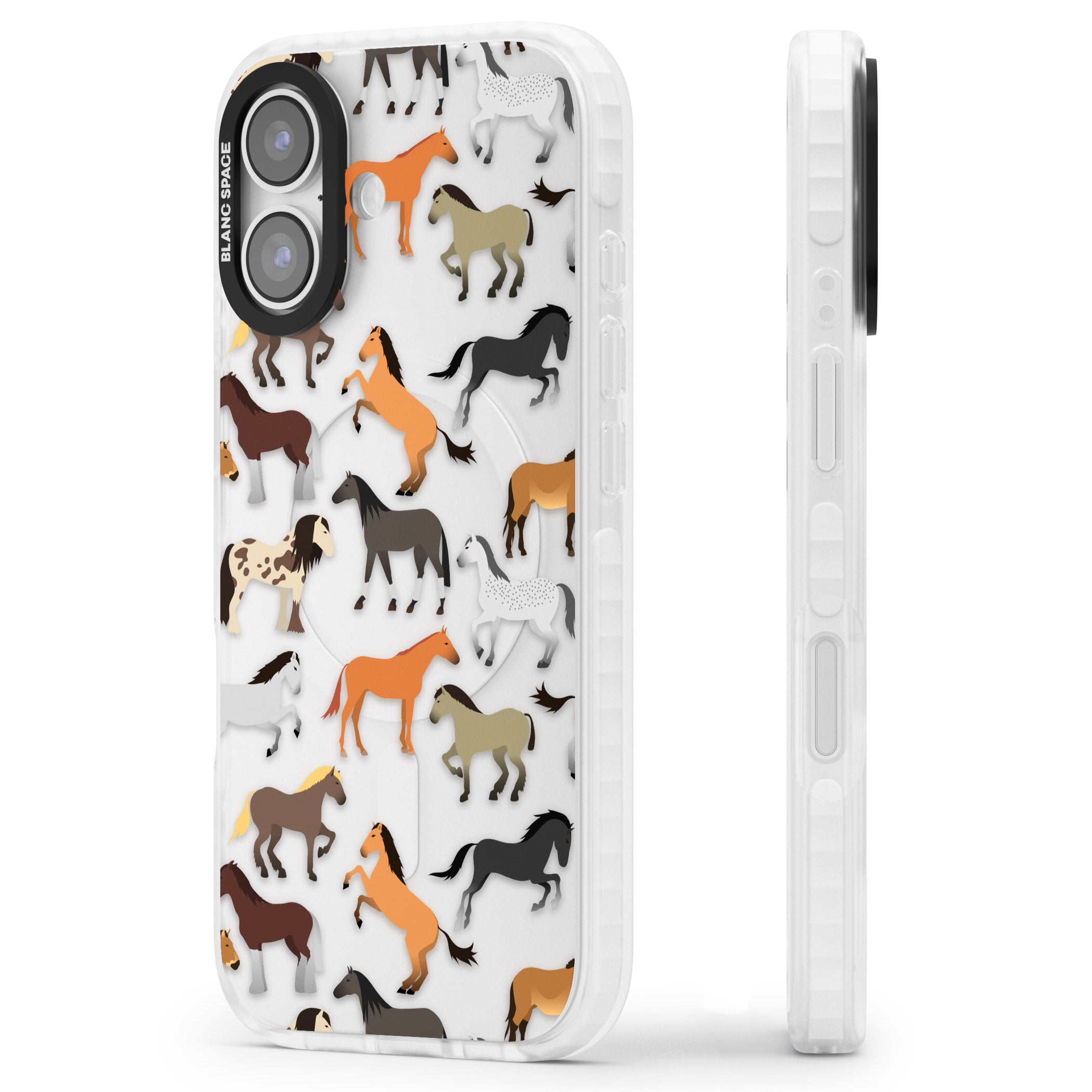 Horse Pattern iPhone 17 Impact Clear Phone Case Side Profile
