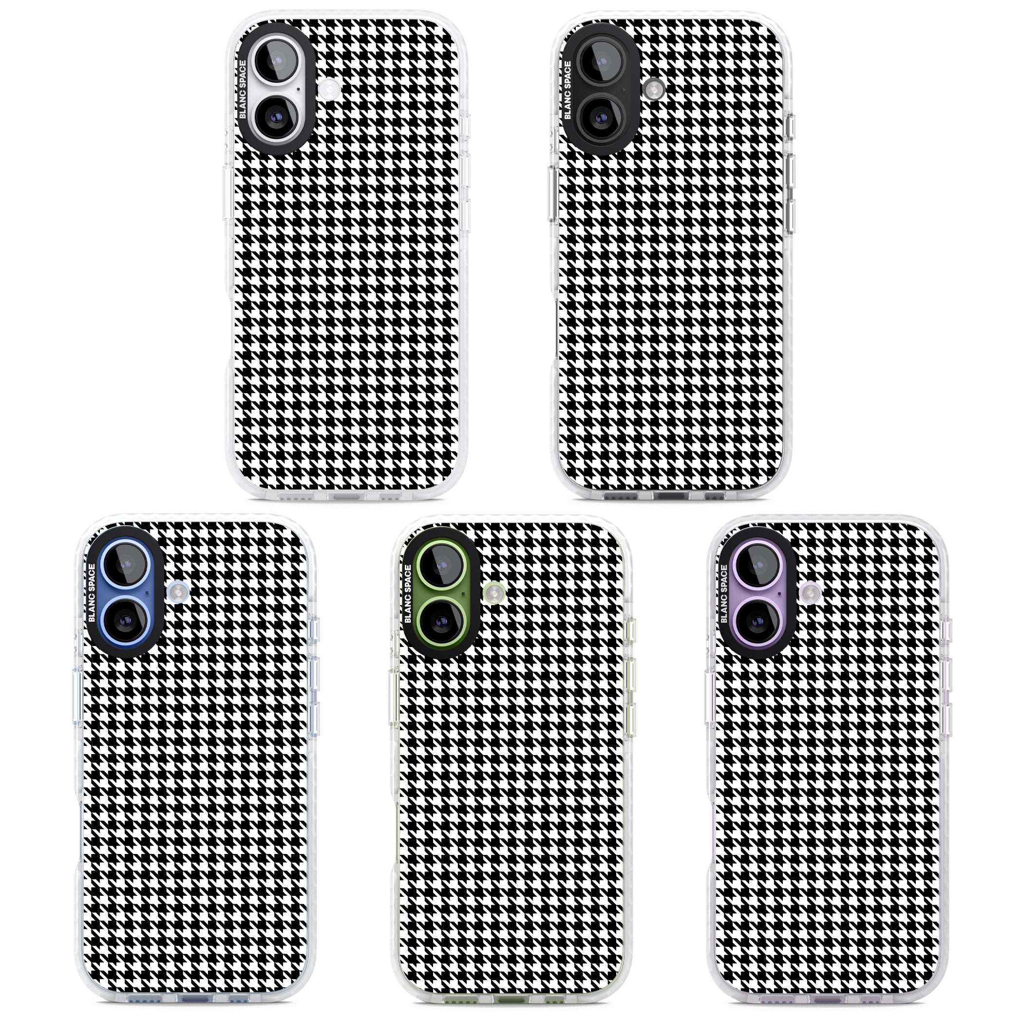 Black Houndstooth Pattern iPhone 17 Impact Clear Phone Case APT Impact Protection
