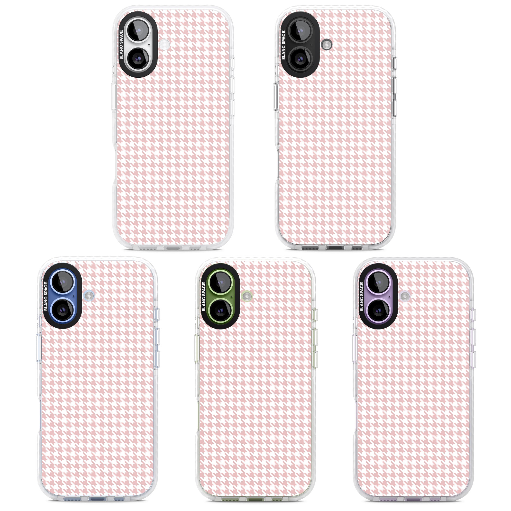 Pink Houndstooth Pattern iPhone 17 Impact Clear Phone Case APT Impact Protection