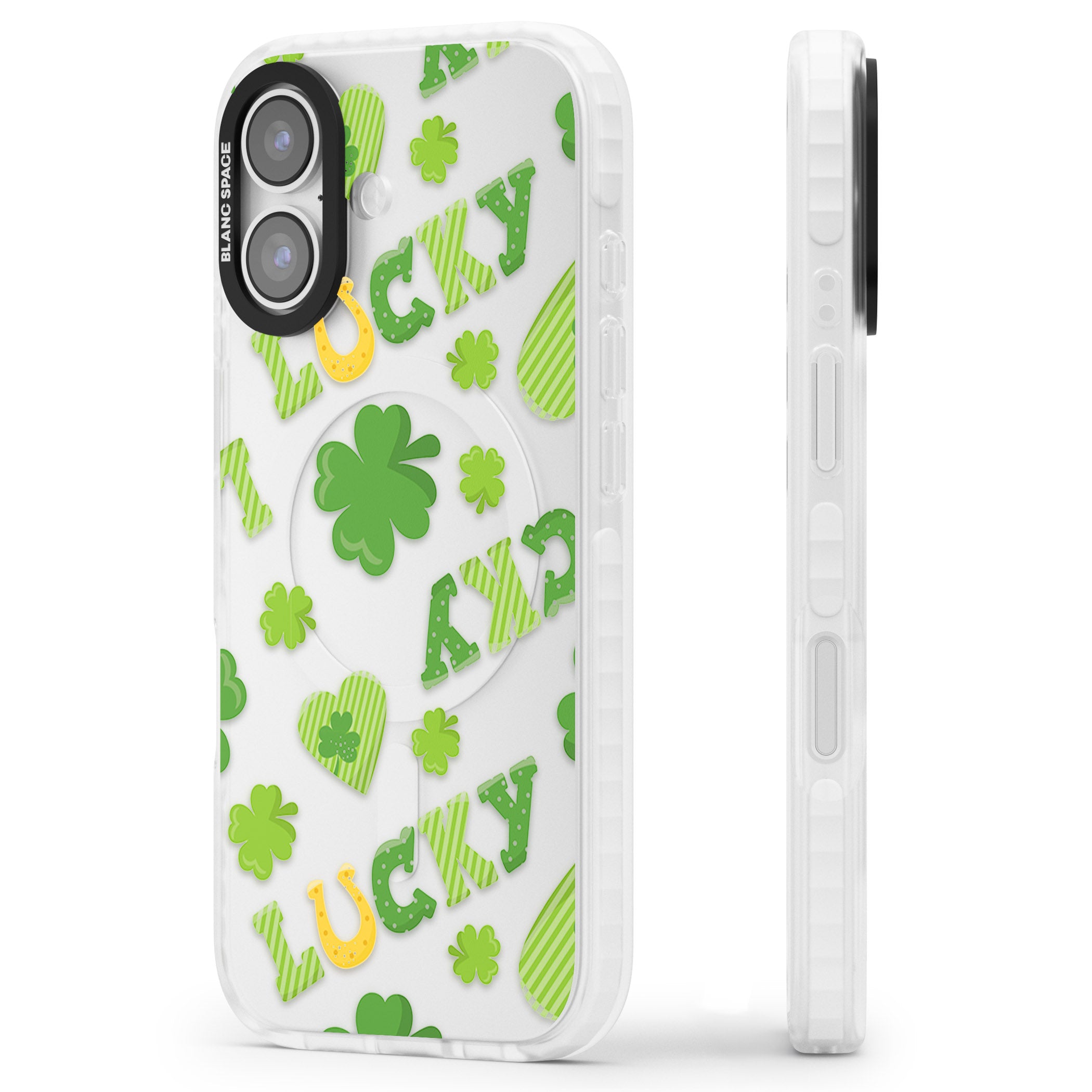 Lucky Irish Clover iPhone 17 Impact Clear Phone Case Side Profile