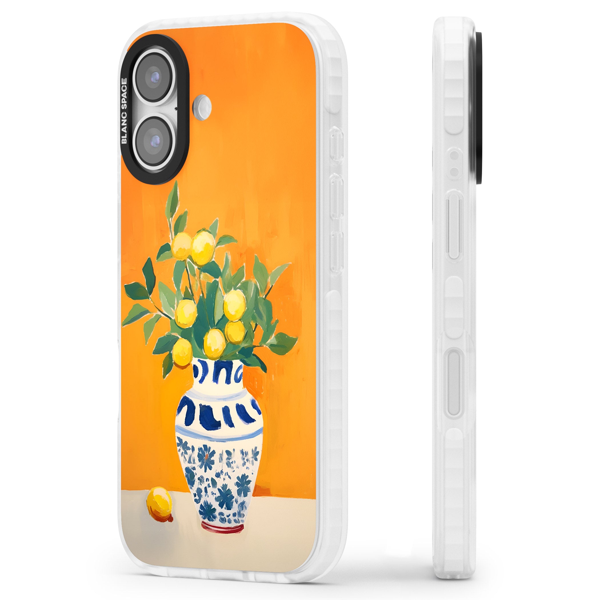 Lemon Vase iPhone 17 Impact Clear Phone Case Side Profile