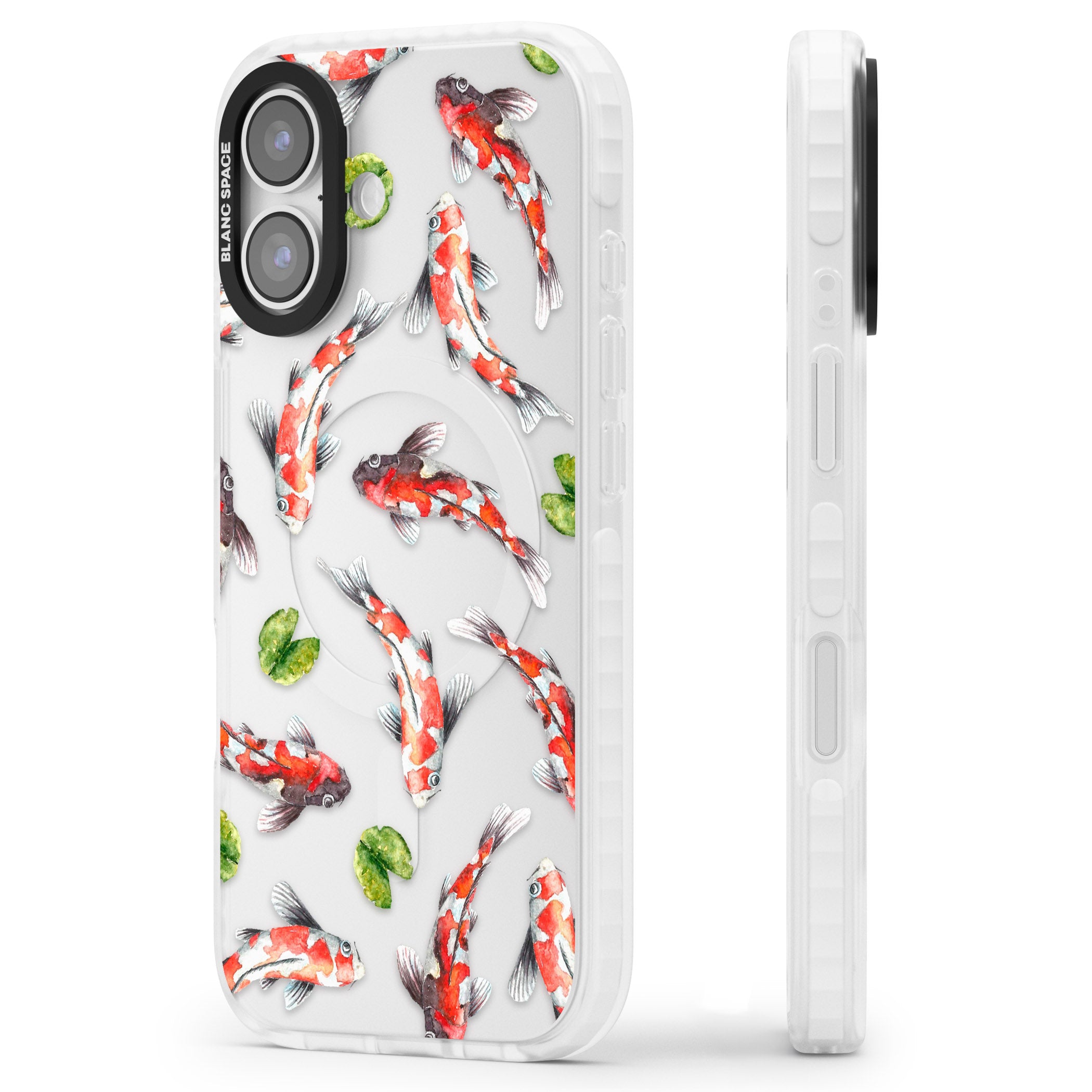 Koi Fish Watercolour iPhone 17 Impact Clear Phone Case Side Profile