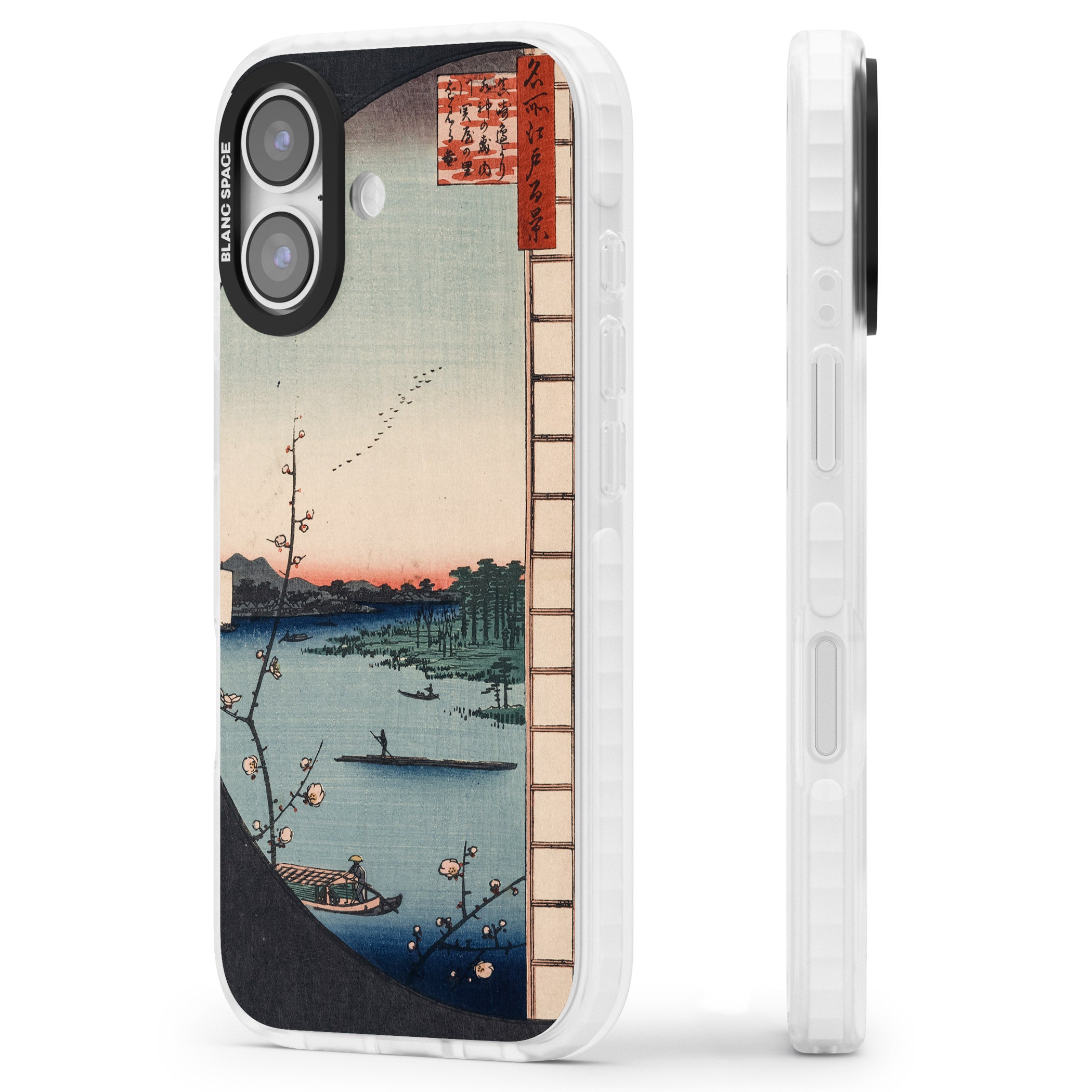 Vintage Japanese Illustrations Lake At Sunset iPhone 17 Impact Clear Phone Case Side Profile