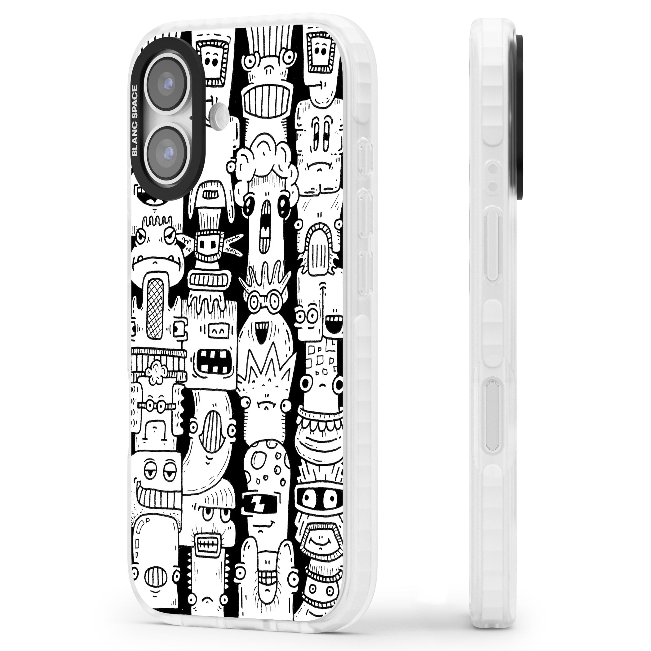 Monochrome Heads iPhone 17 Impact Clear Phone Case Side Profile