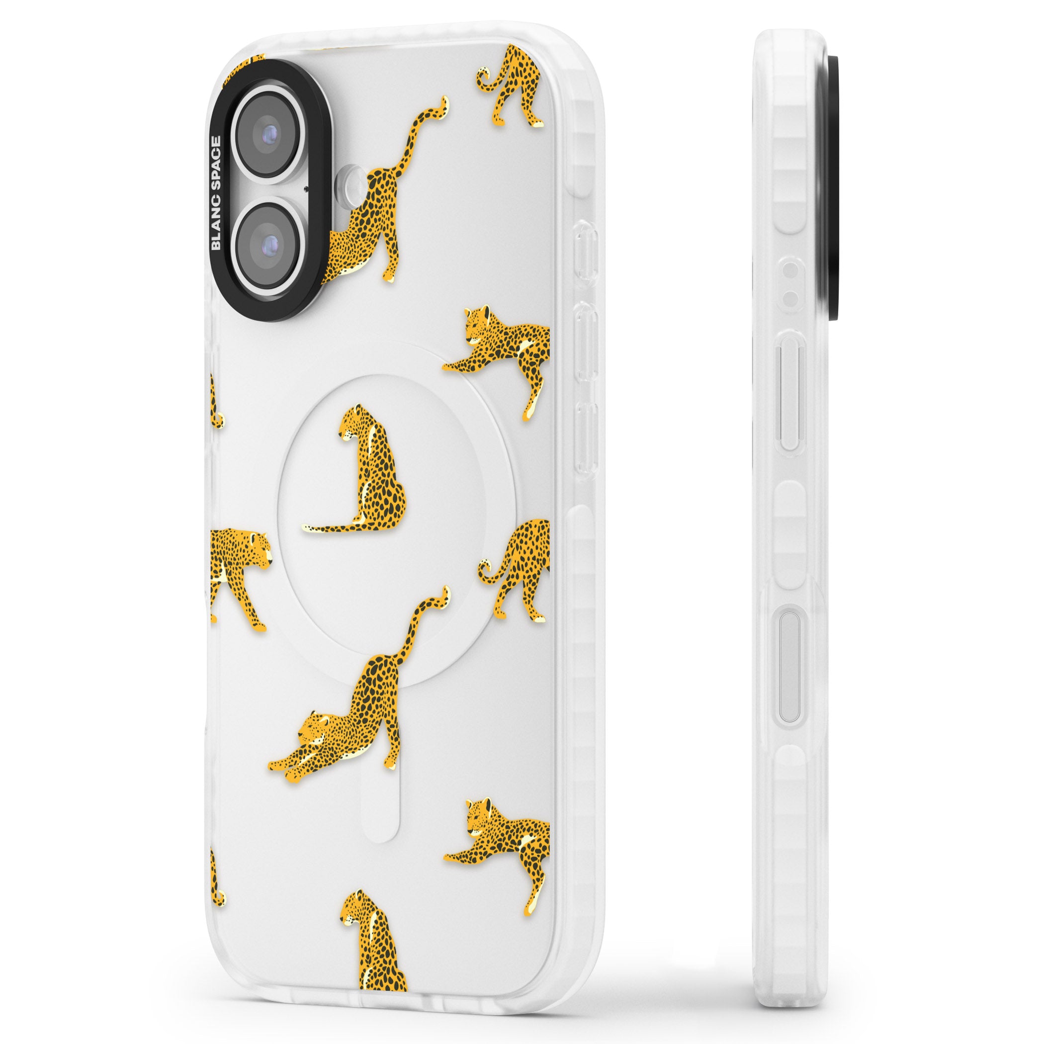 Leopard Spots iPhone 17 Impact Clear Phone Case Side Profile