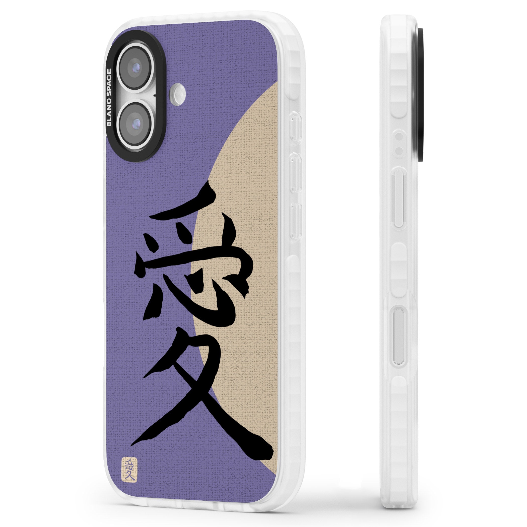 Vintage Japanese Kanji Love iPhone 17 Impact Clear Phone Case Side Profile