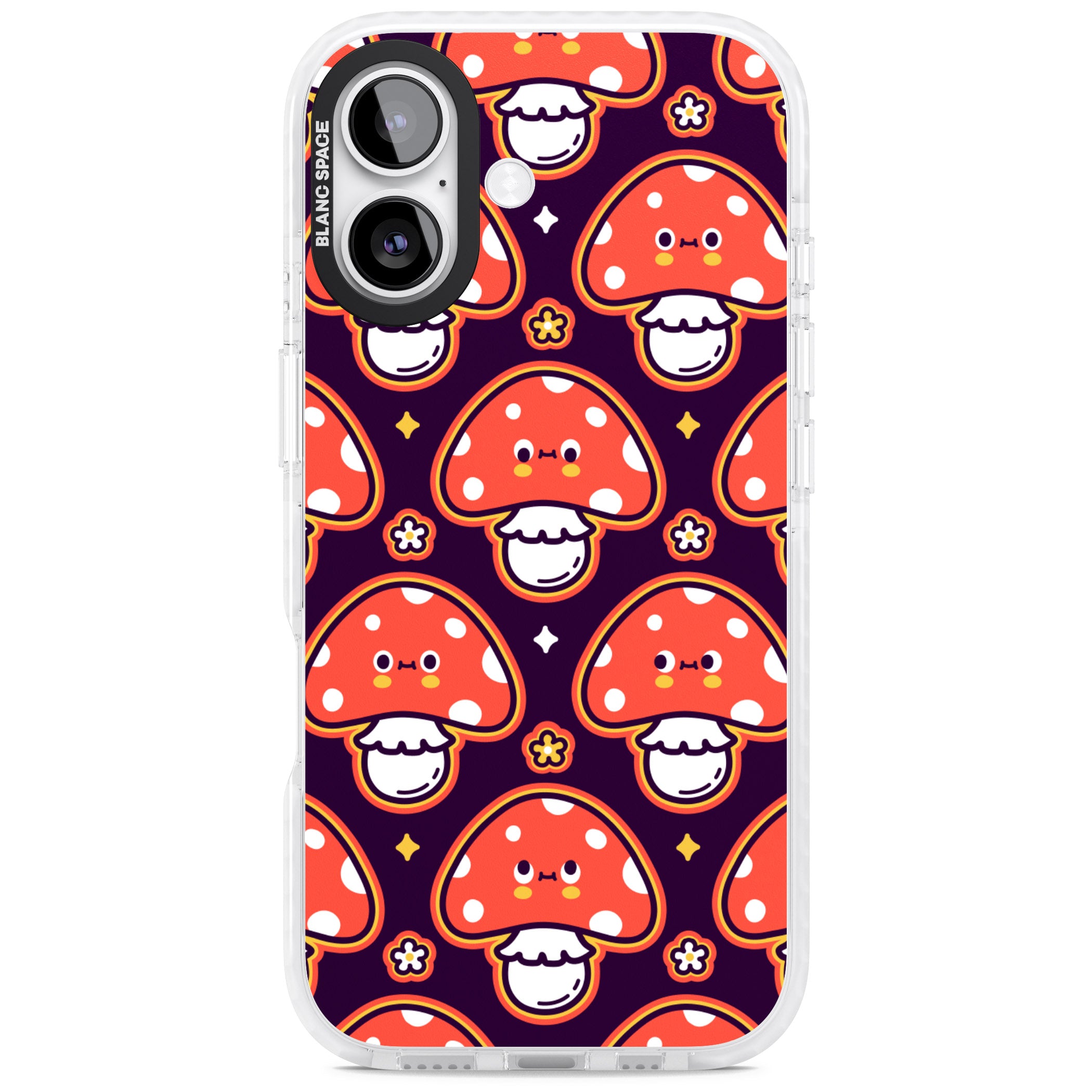 Mushroom Kawaii Pattern iPhone 17 Impact Clear Phone Case