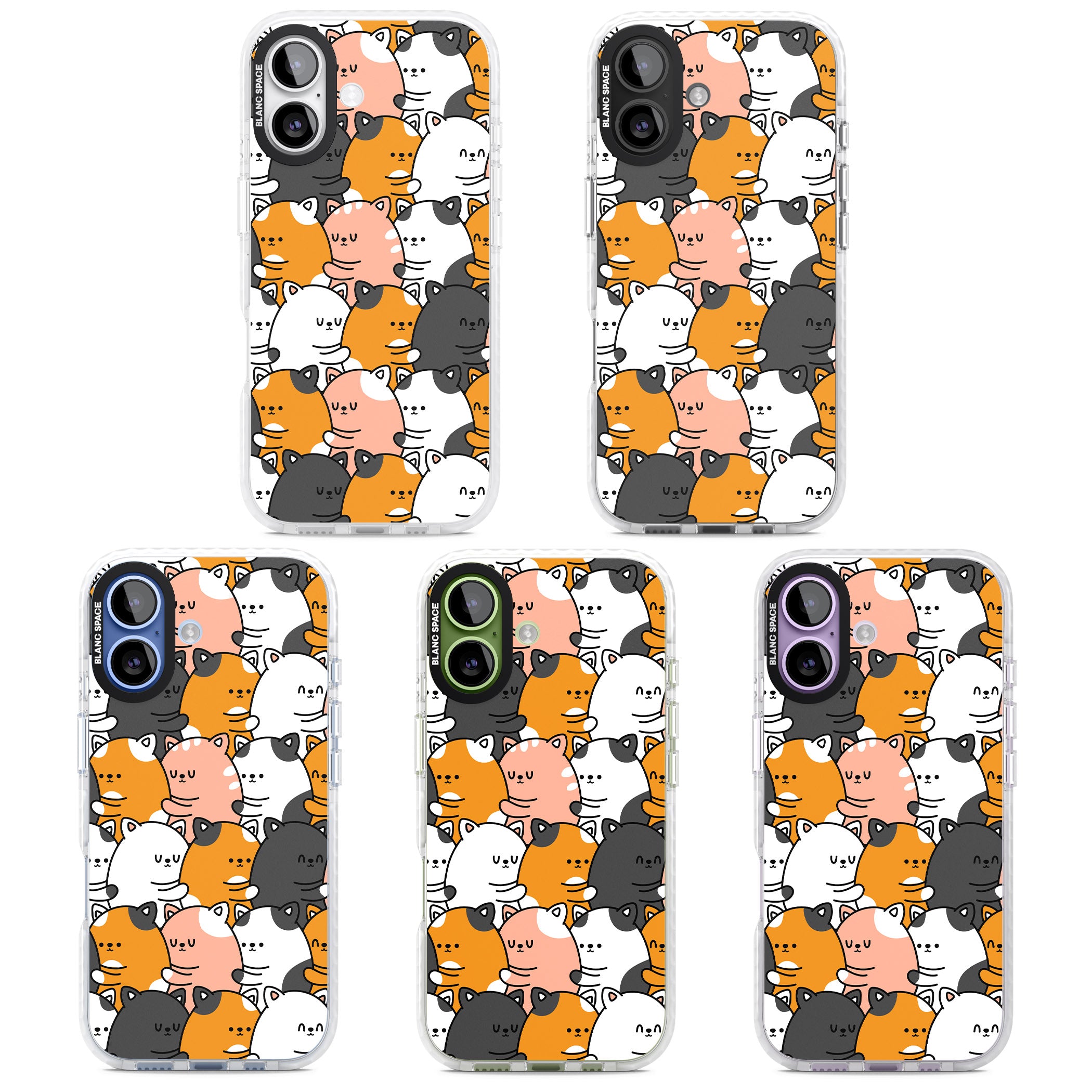 Spooning Cats Kawaii Pattern iPhone 17 Impact Clear Phone Case APT Impact Protection