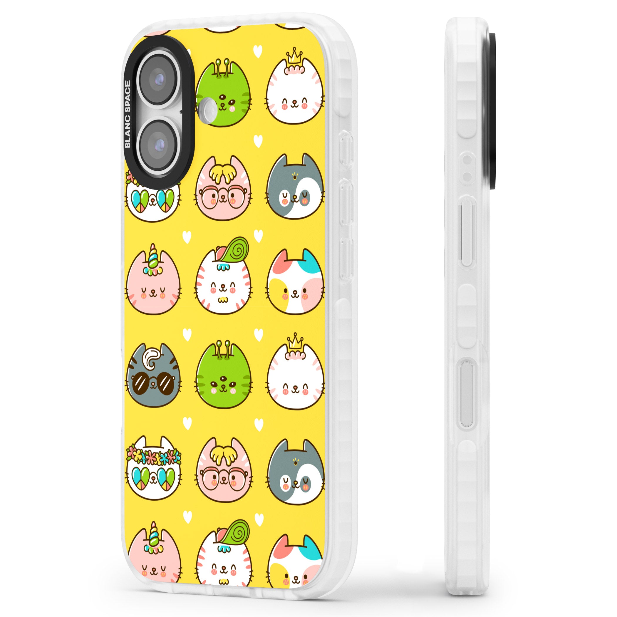 Mythical Cats Kawaii Pattern iPhone 17 Impact Clear Phone Case Side Profile