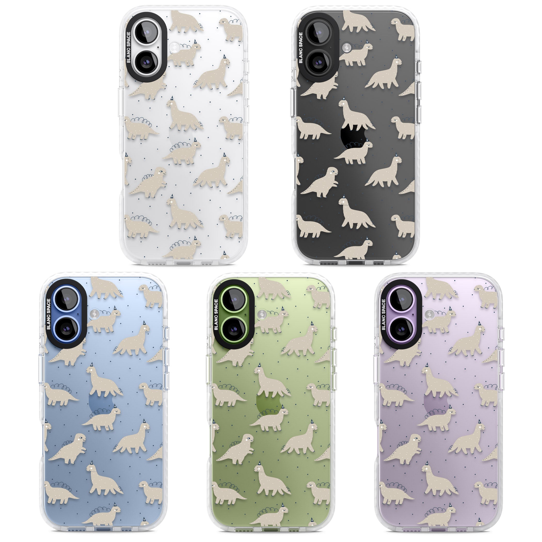 Adorable Dino Pattern iPhone 17 Impact Clear Phone Case APT Impact Protection