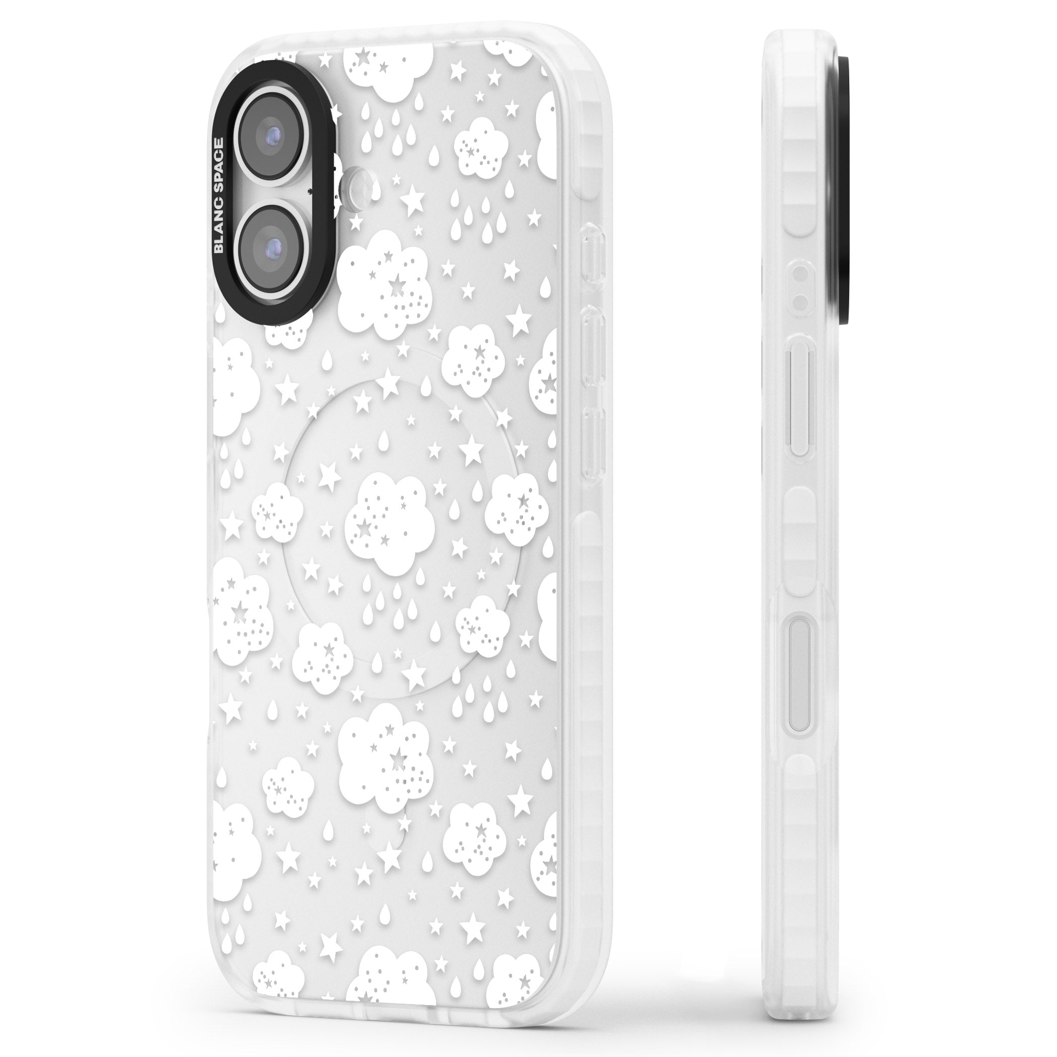 Starry Rain Clouds iPhone 17 Impact Clear Phone Case Side Profile