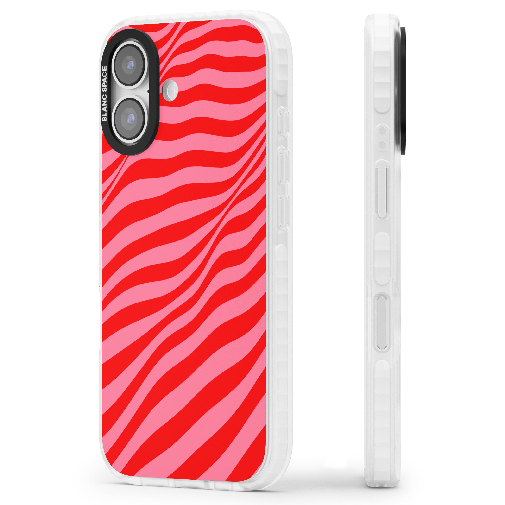 Pink & Red Distorted Line iPhone 17 Impact Clear Phone Case Side Profile