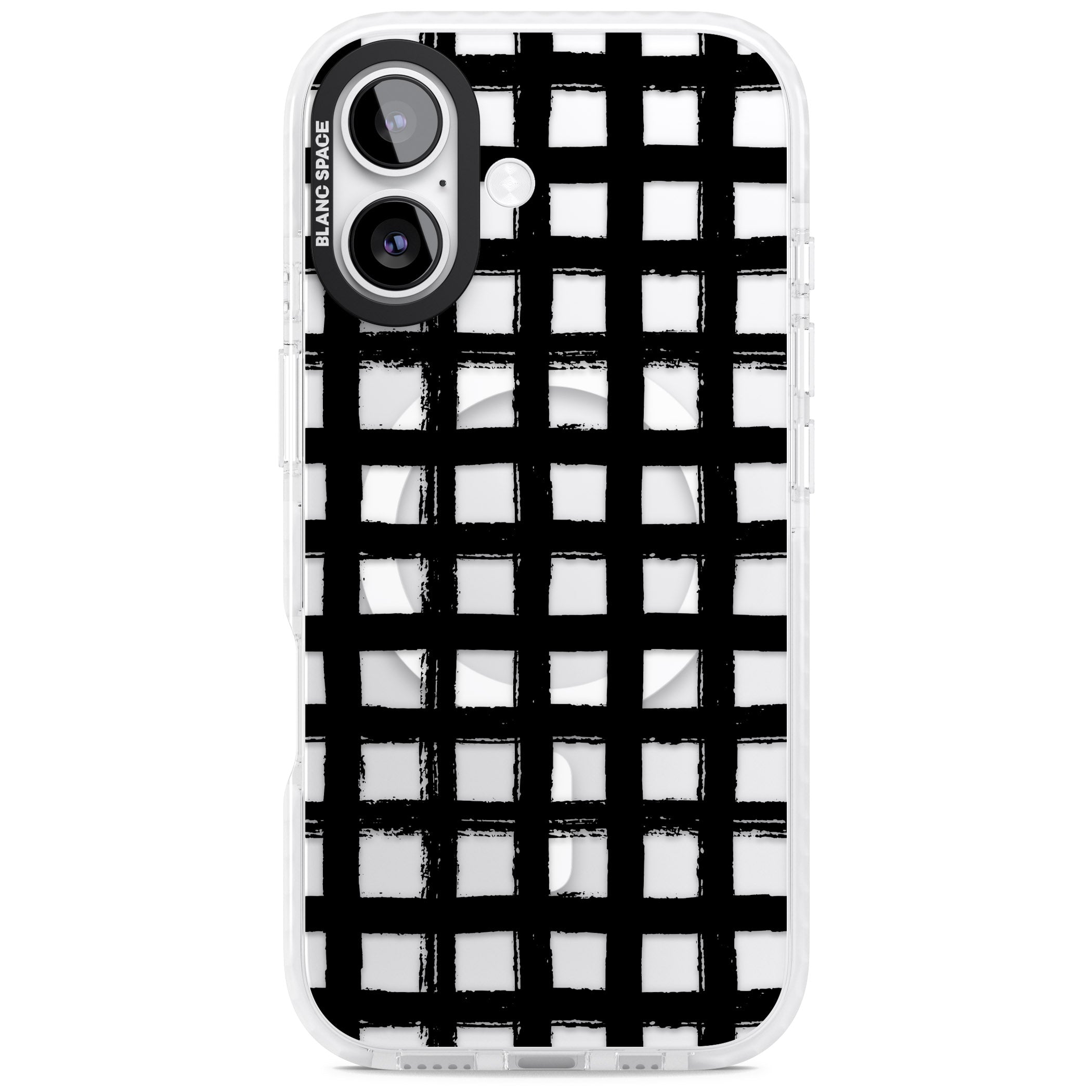 Messy Black Grid Clear iPhone 17 Impact Pro Clear Phone Case