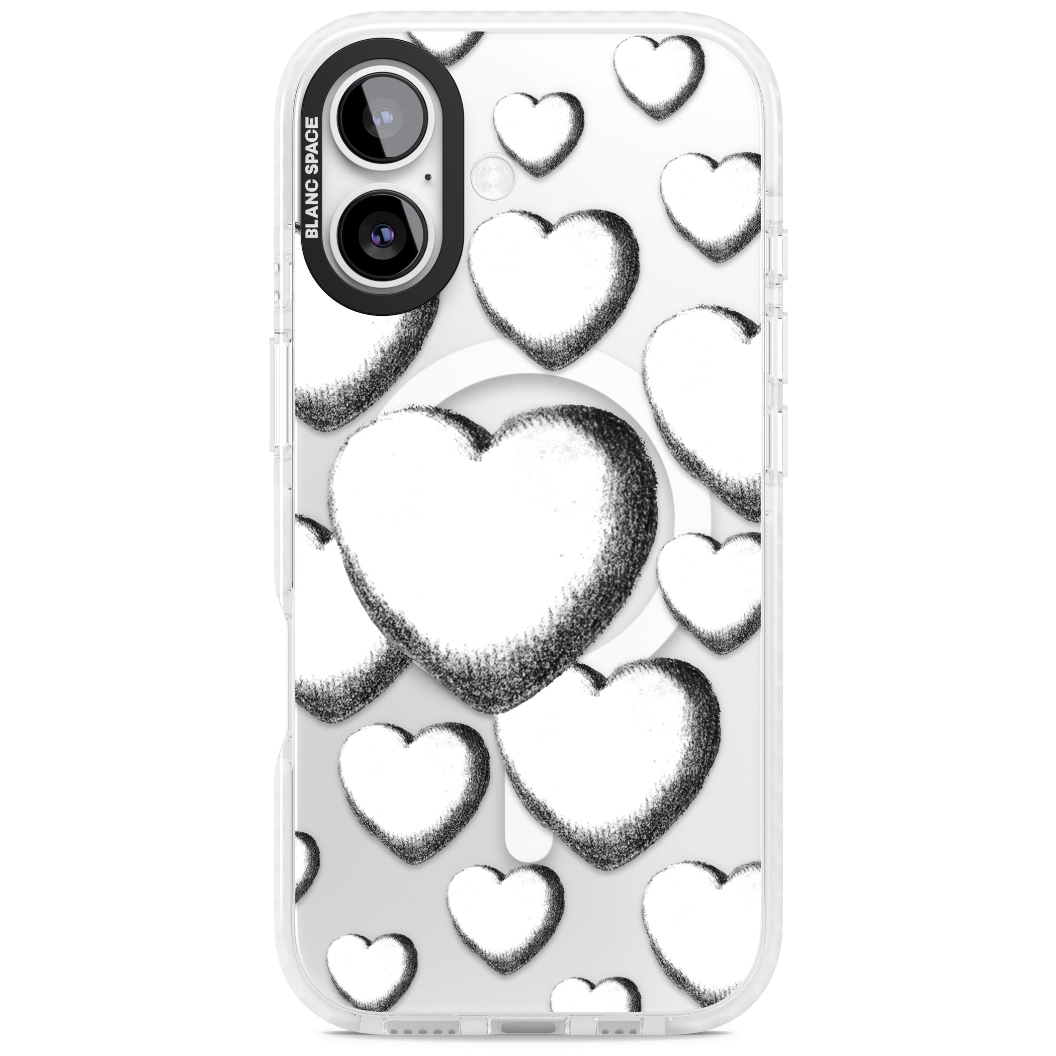 Hand Drawn Hearts iPhone 17 Impact Pro Clear Phone Case