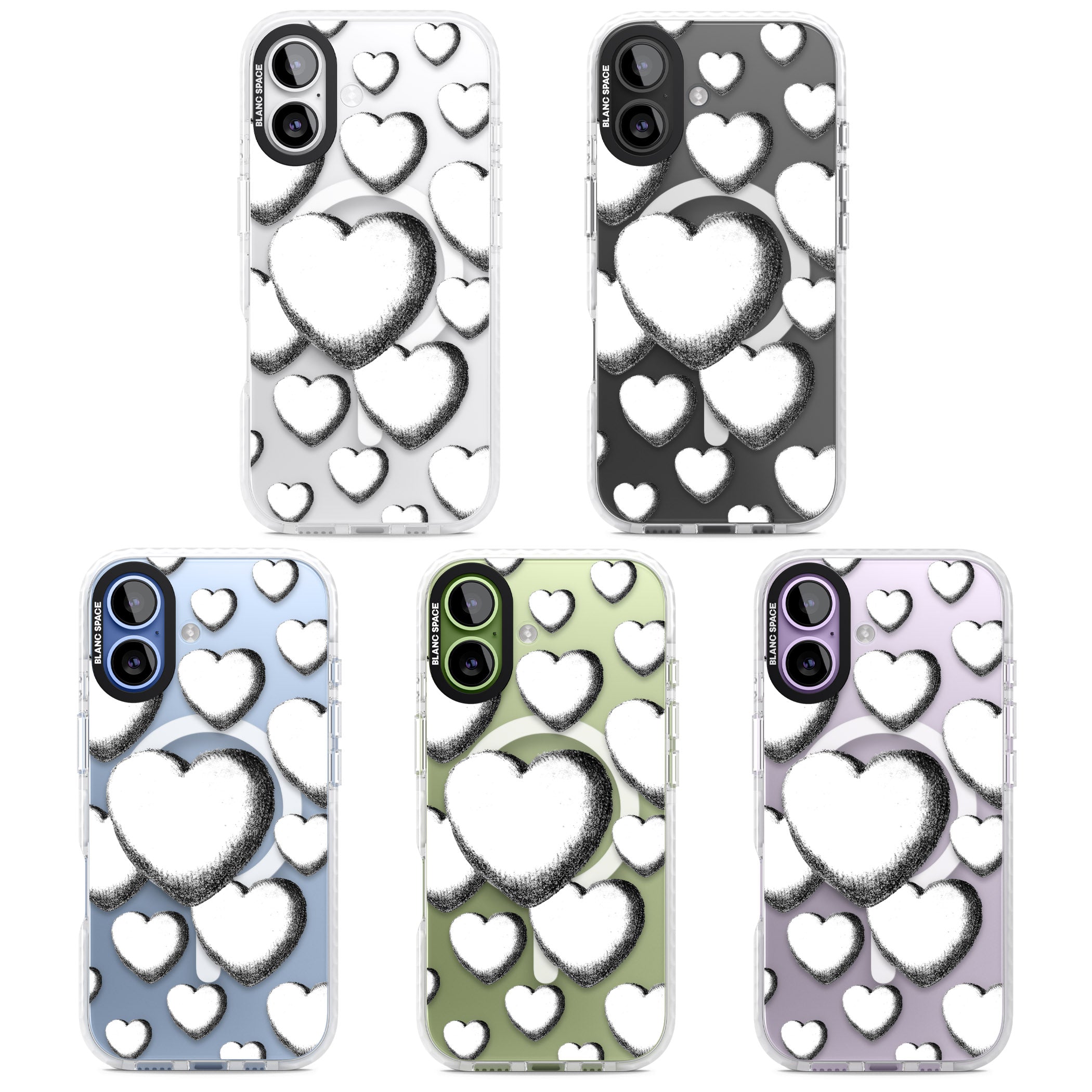 Hand Drawn Hearts iPhone 17 Impact Pro Clear Phone Case APT Impact Protection