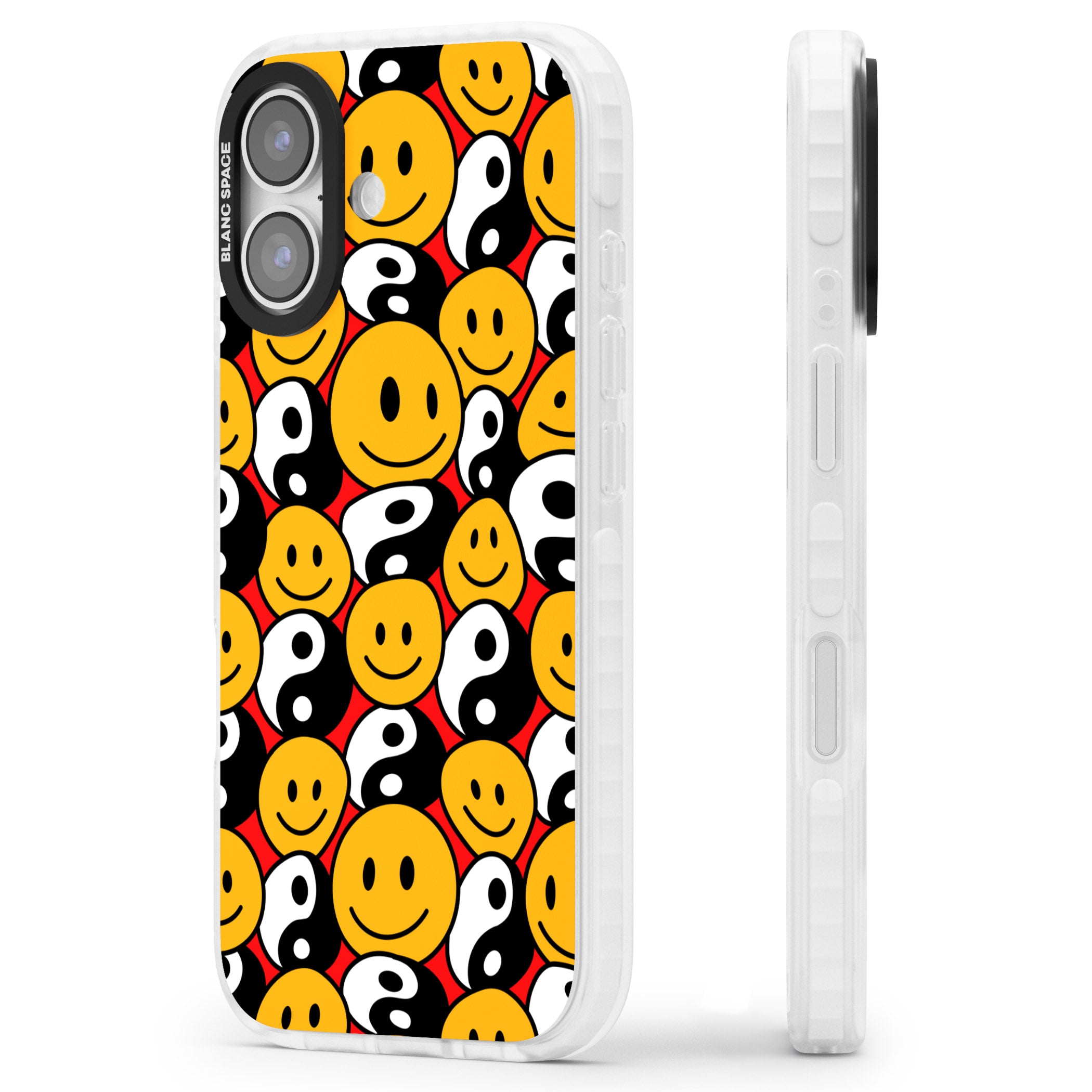 Yin Yang & Faces iPhone 17 Impact Pro Clear Phone Case Side Profile