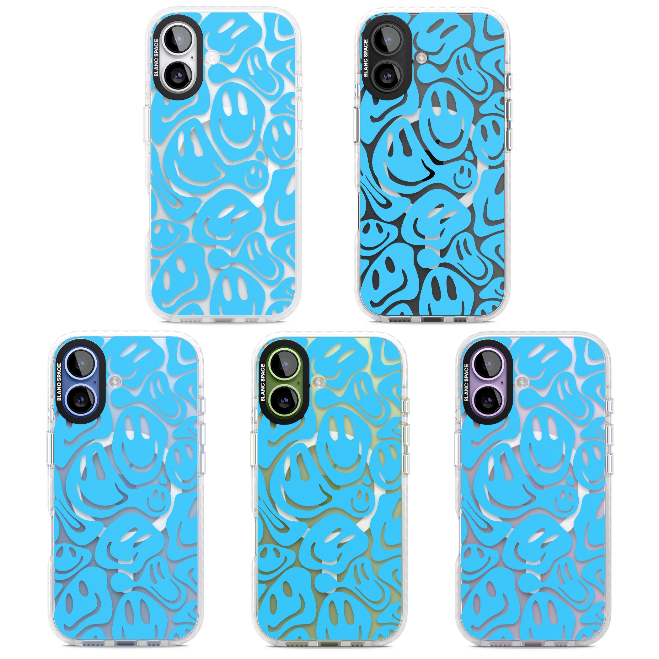 Blue Acid Faces iPhone 17 Impact Pro Clear Phone Case APT Impact Protection