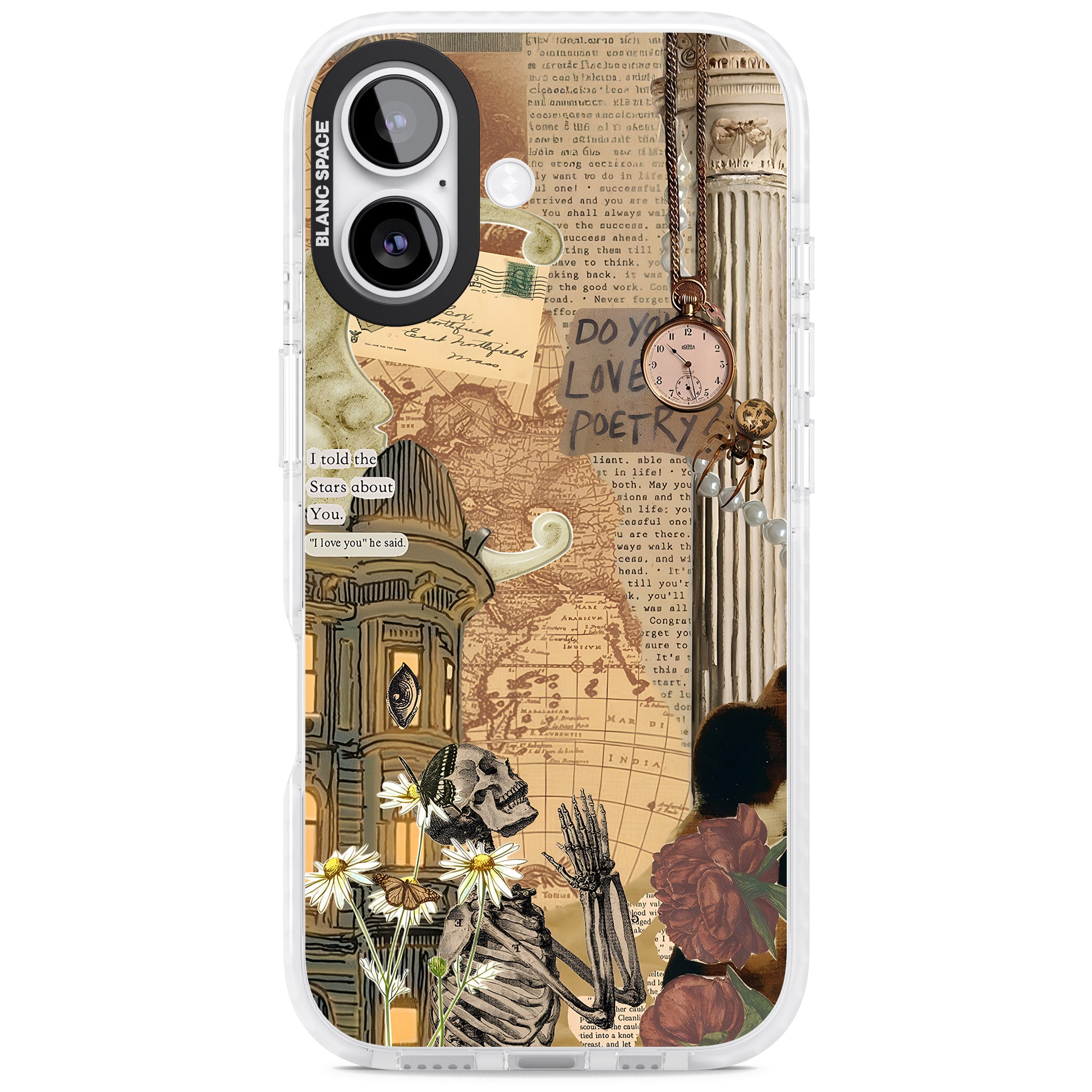 Skeleton Poetry iPhone 17 Impact Pro Clear Phone Case