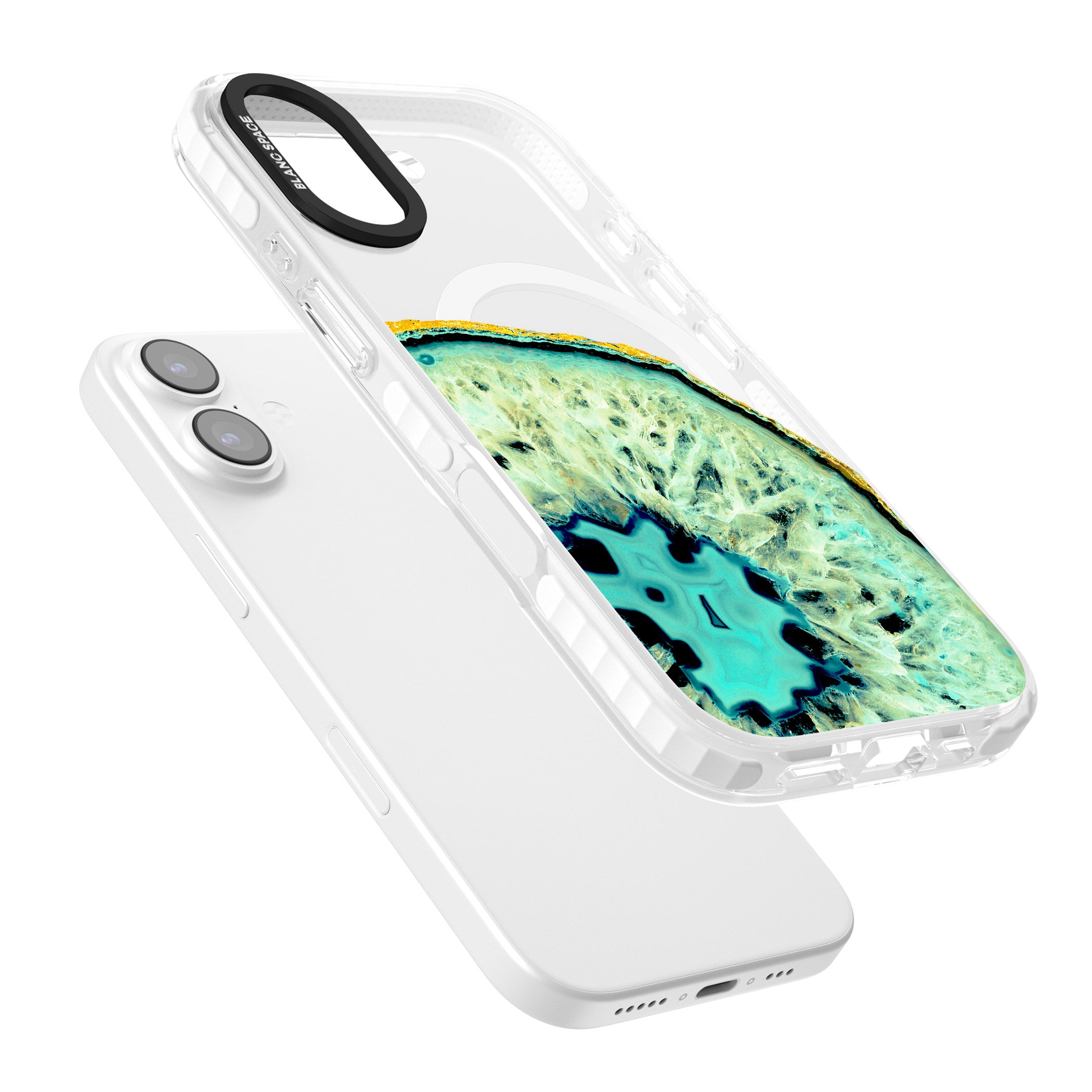 Turquoise Geode Crystal iPhone 17 Impact Pro Clear Phone Case Colours