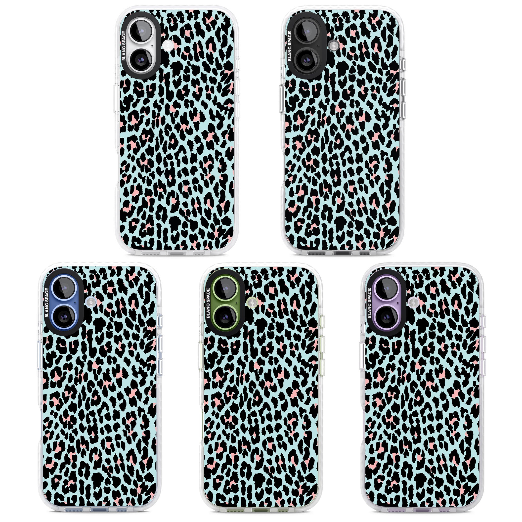 Pastel Blue & Pink Leopard Print iPhone 17 Impact Pro Clear Phone Case APT Impact Protection