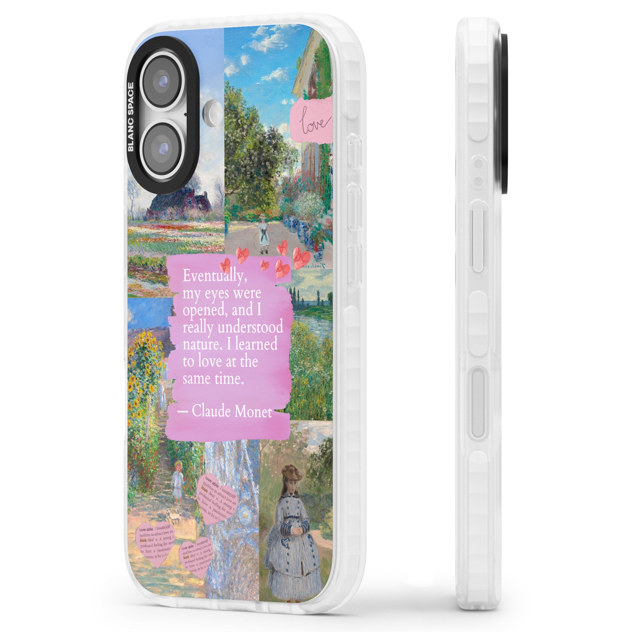 Monet 'Eyes Were Opened' Collage iPhone 17 Impact Pro Clear Phone Case Side Profile