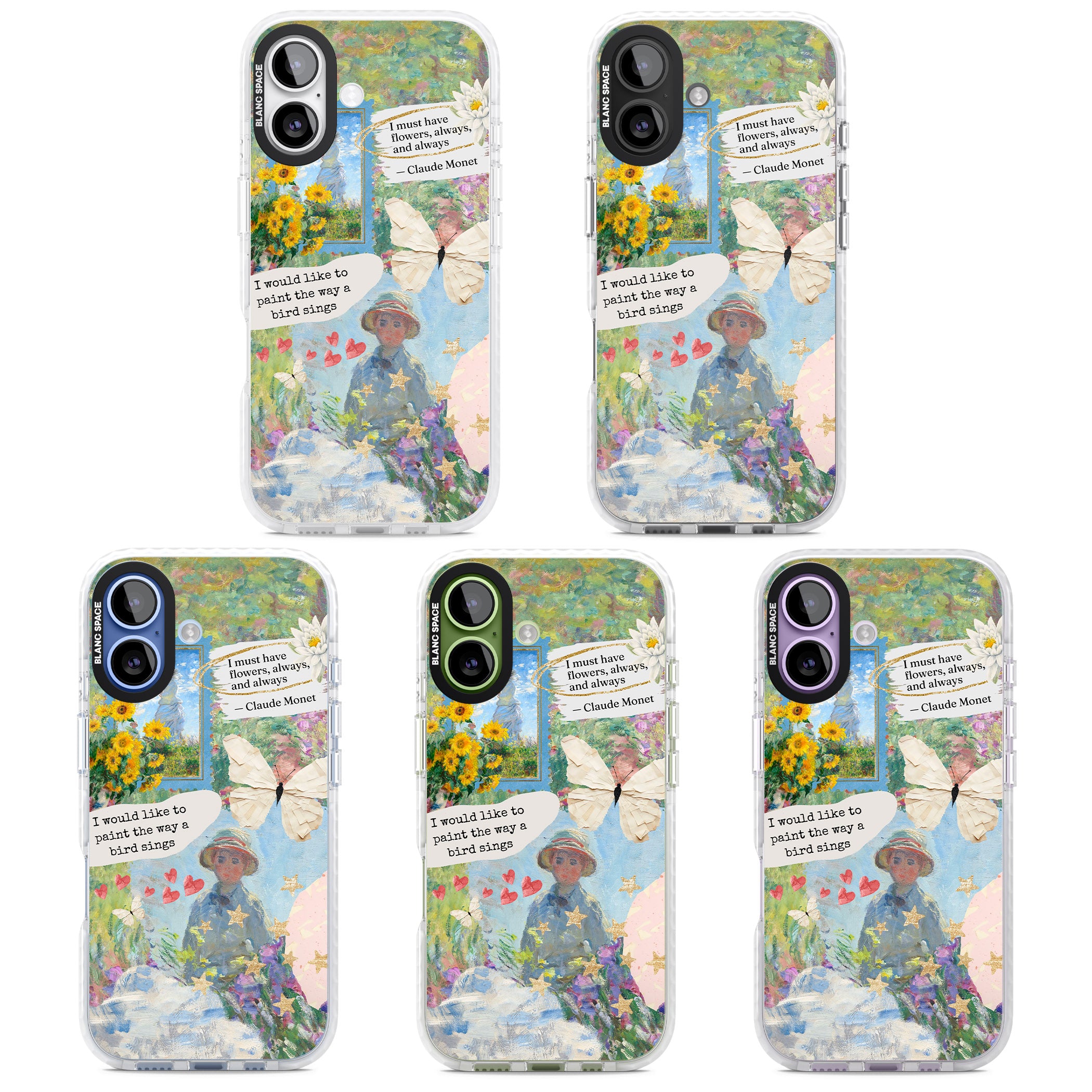 Monet 'Way A Bird Sings' Collage iPhone 17 Impact Pro Clear Phone Case APT Impact Protection