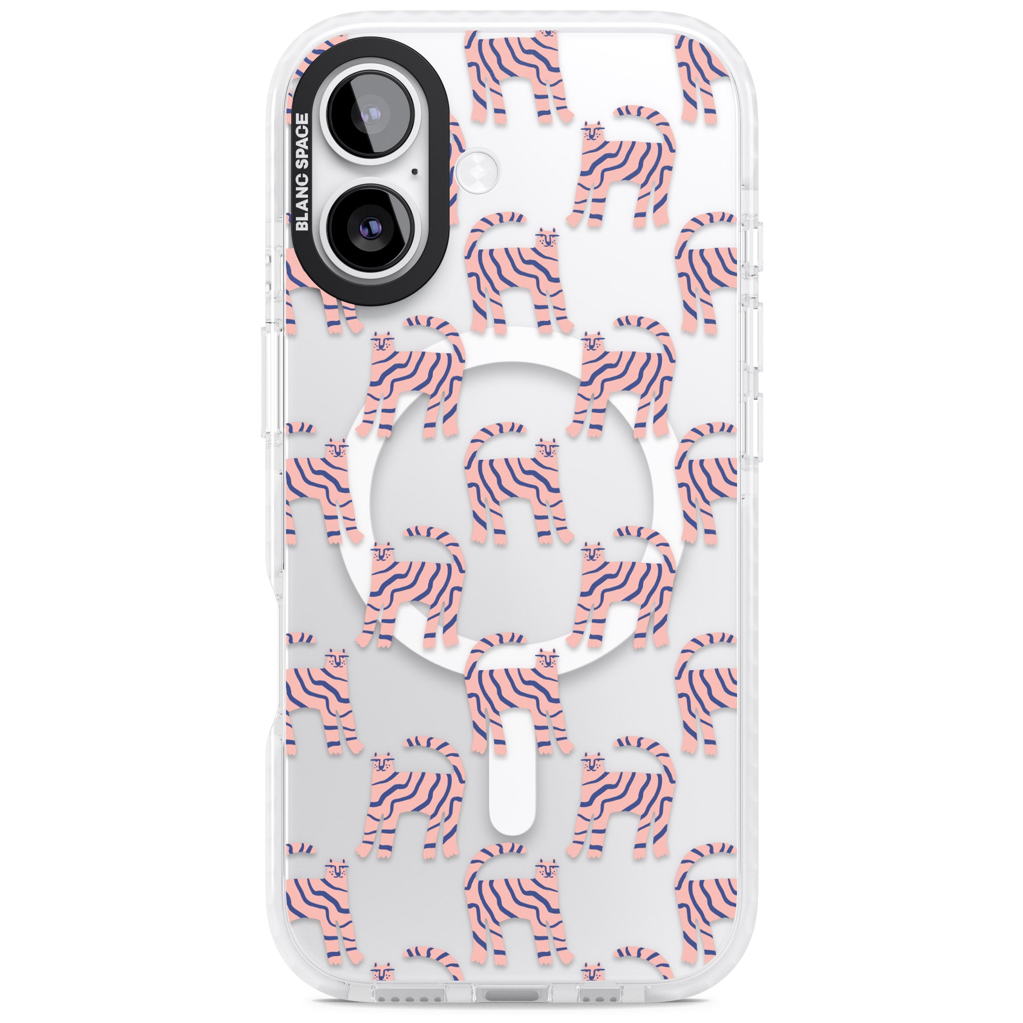 Pink And Blue Cat Pattern iPhone 17 Impact Pro Clear Phone Case