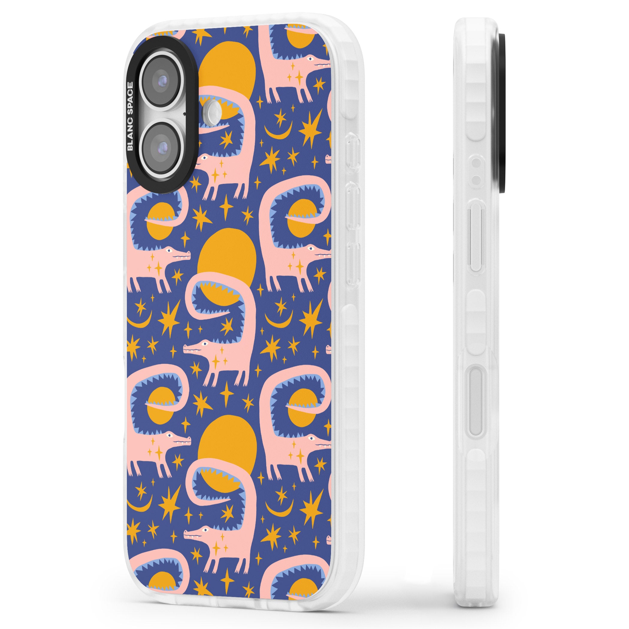 Sun Croc Pattern iPhone 17 Impact Pro Clear Phone Case Side Profile