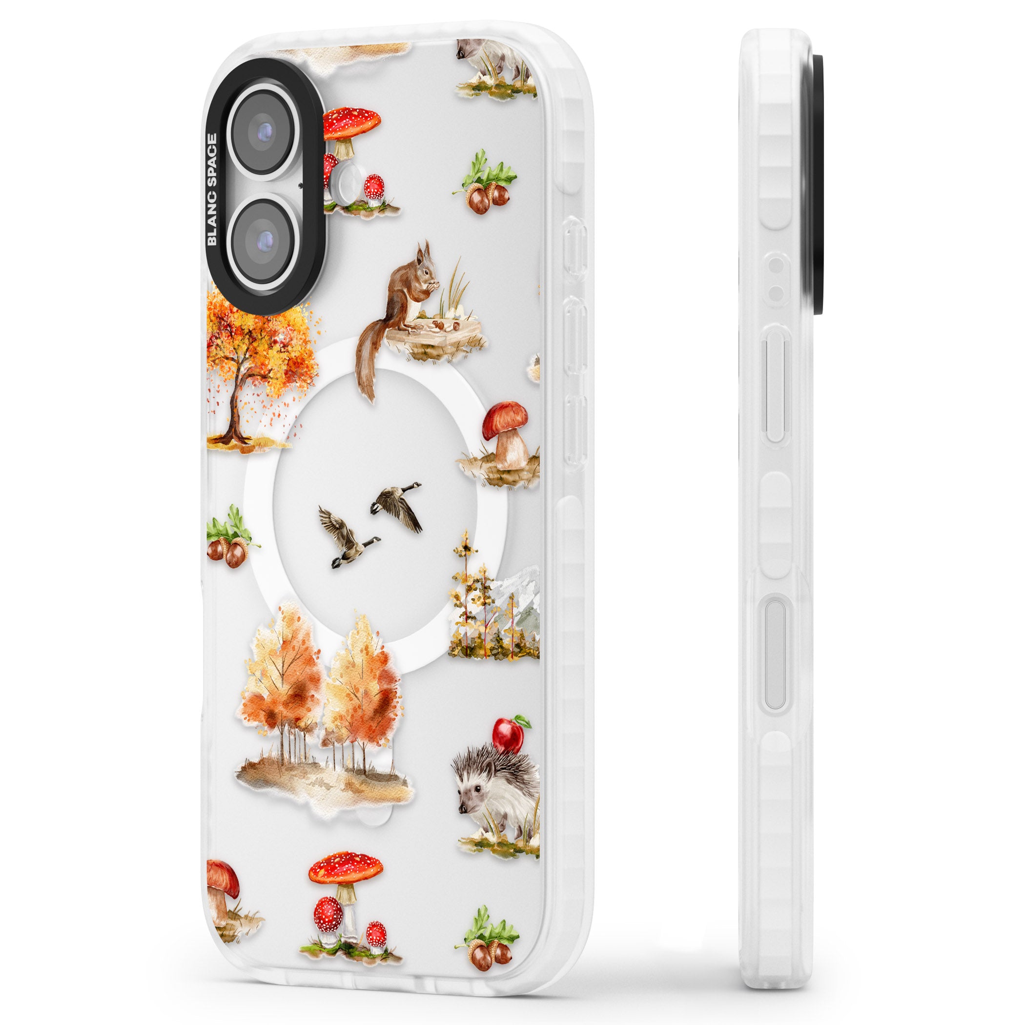 Fall Forest Friends iPhone 17 Impact Pro Clear Phone Case Side Profile