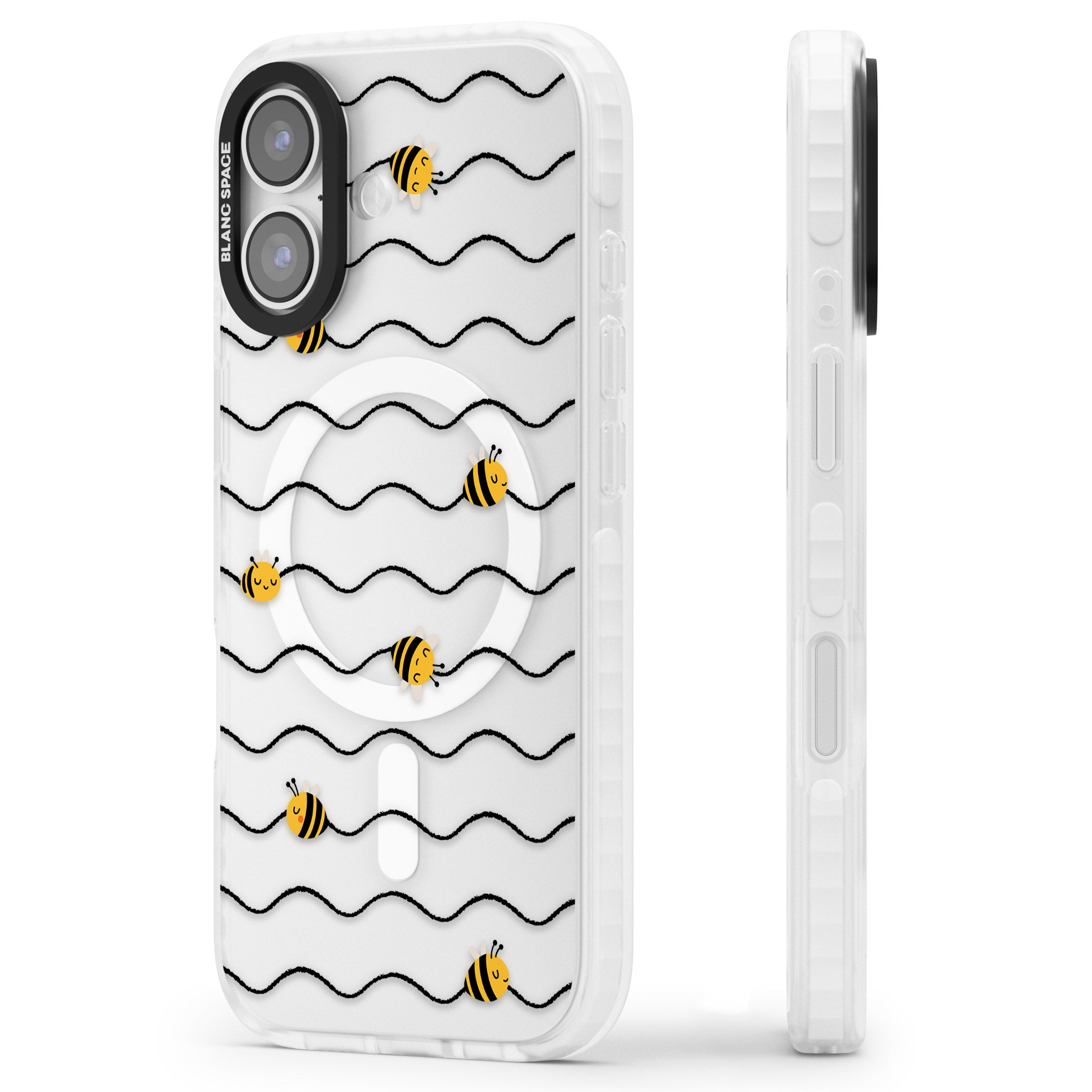 Bee Wave Pattern iPhone 17 Impact Pro Clear Phone Case Side Profile