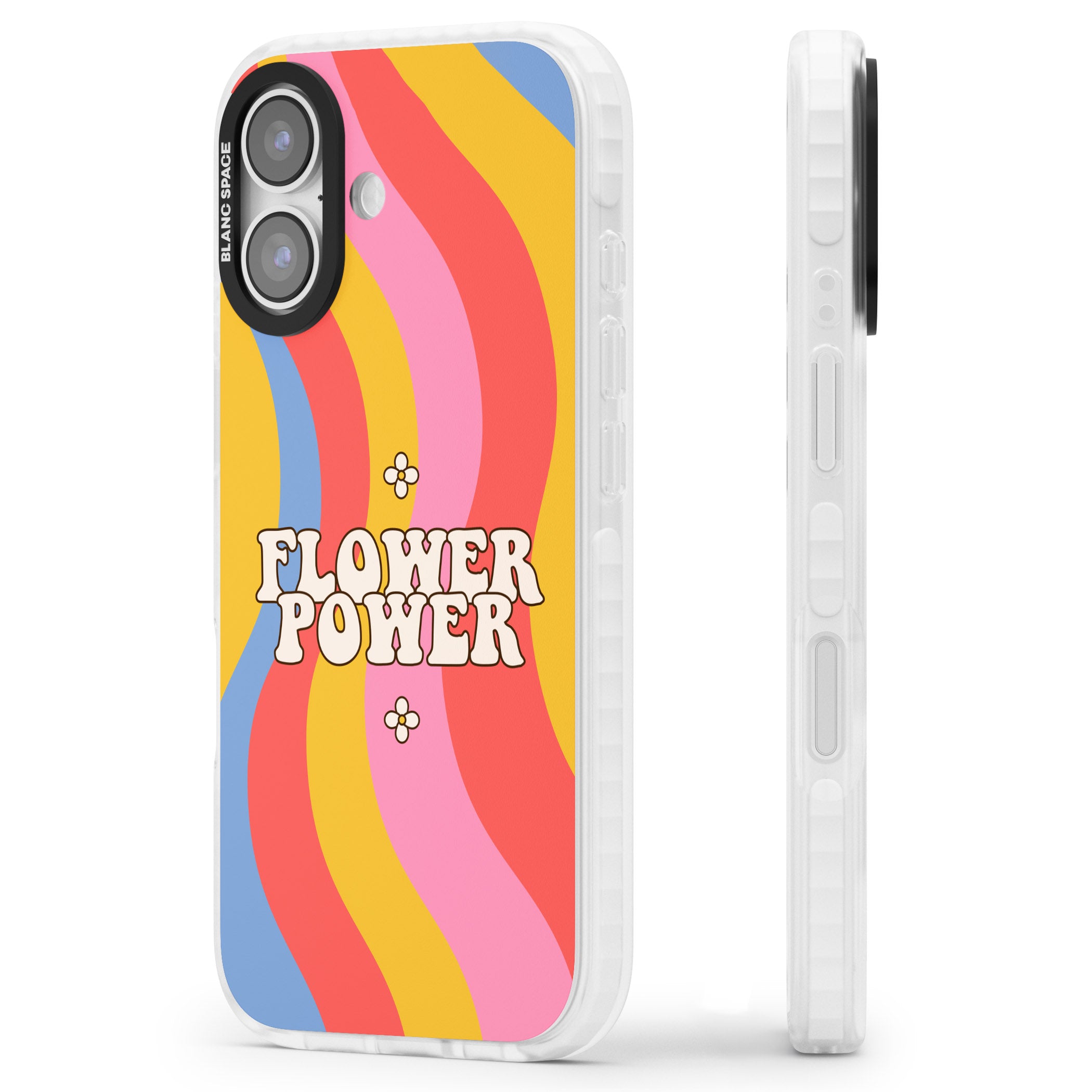 Melting Flower Power iPhone 17 Impact Pro Clear Phone Case Side Profile