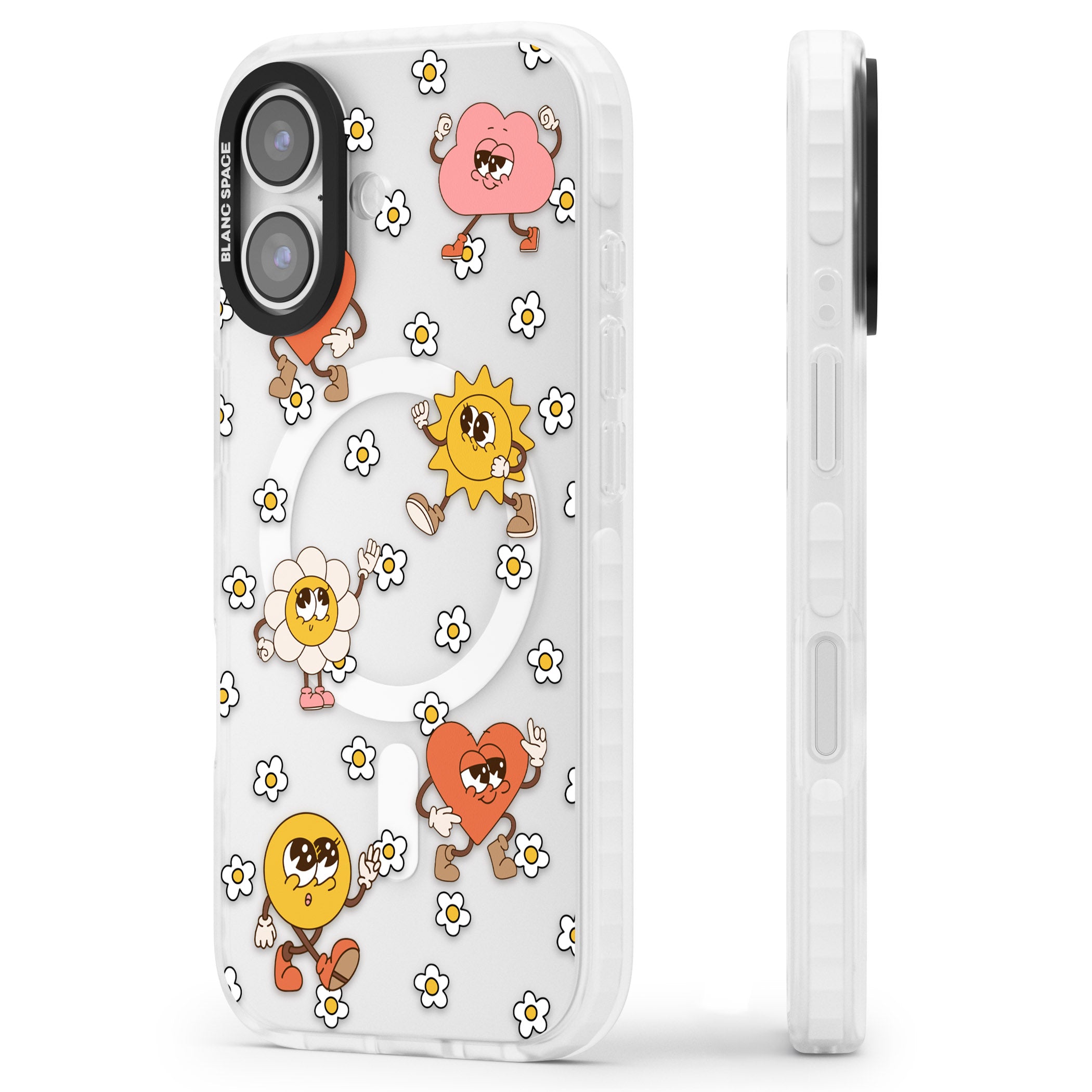 Daisies & Friends iPhone 17 Impact Pro Clear Phone Case Side Profile