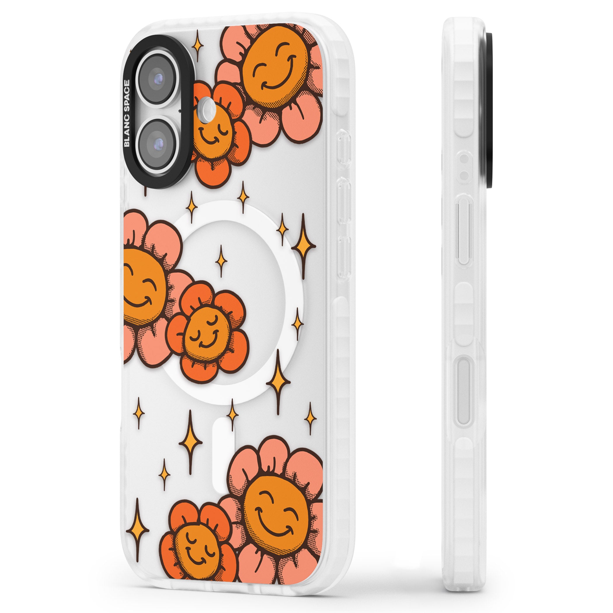 Mellow Flowers iPhone 17 Impact Pro Clear Phone Case Side Profile