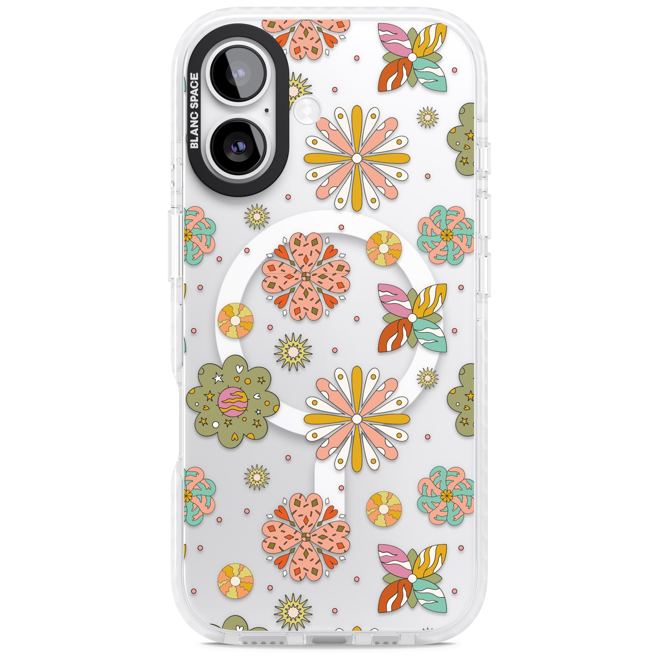 Boho Celestial Psychedelic Floral iPhone 17 Impact Pro Clear Phone Case