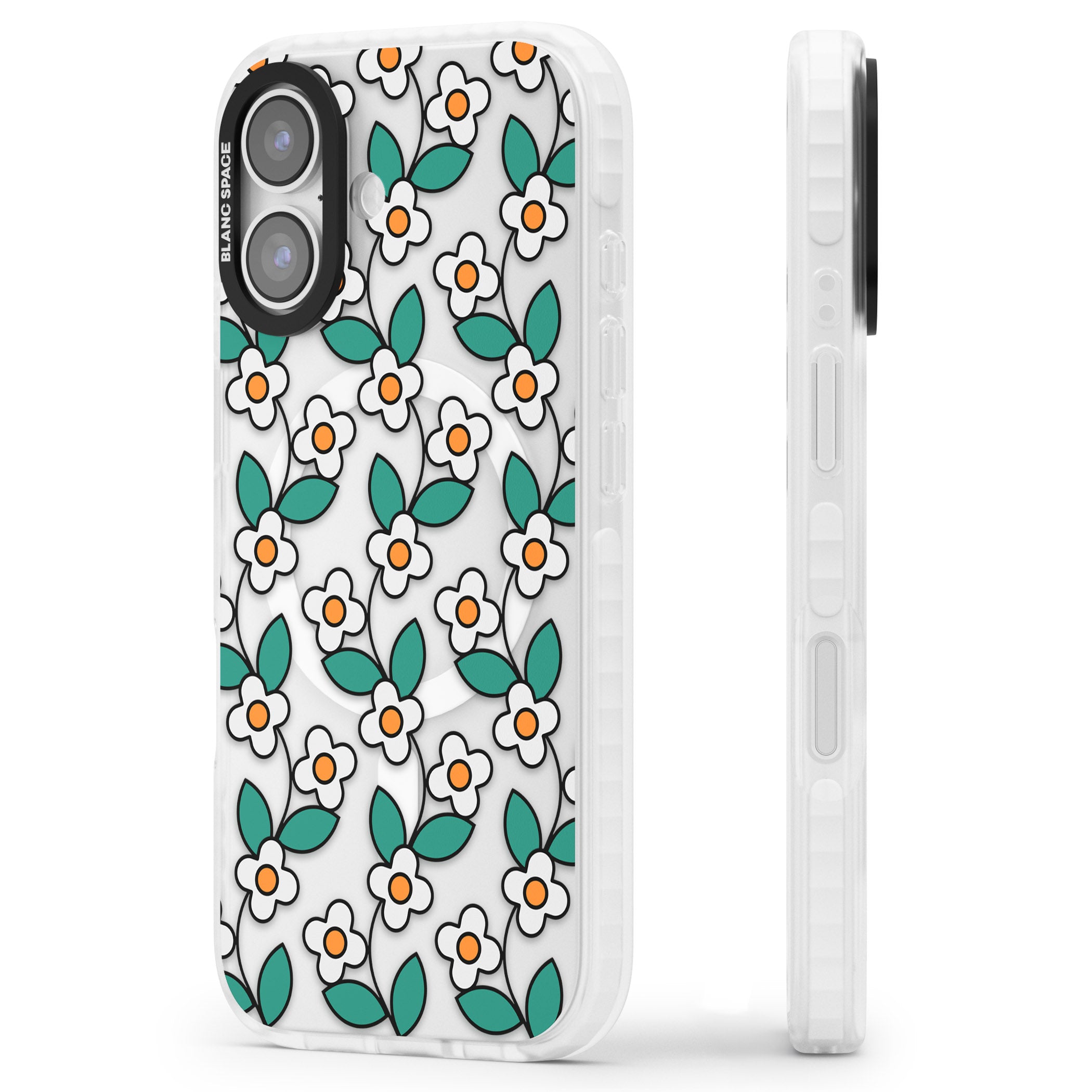 Spring Daisies iPhone 17 Impact Pro Clear Phone Case Side Profile