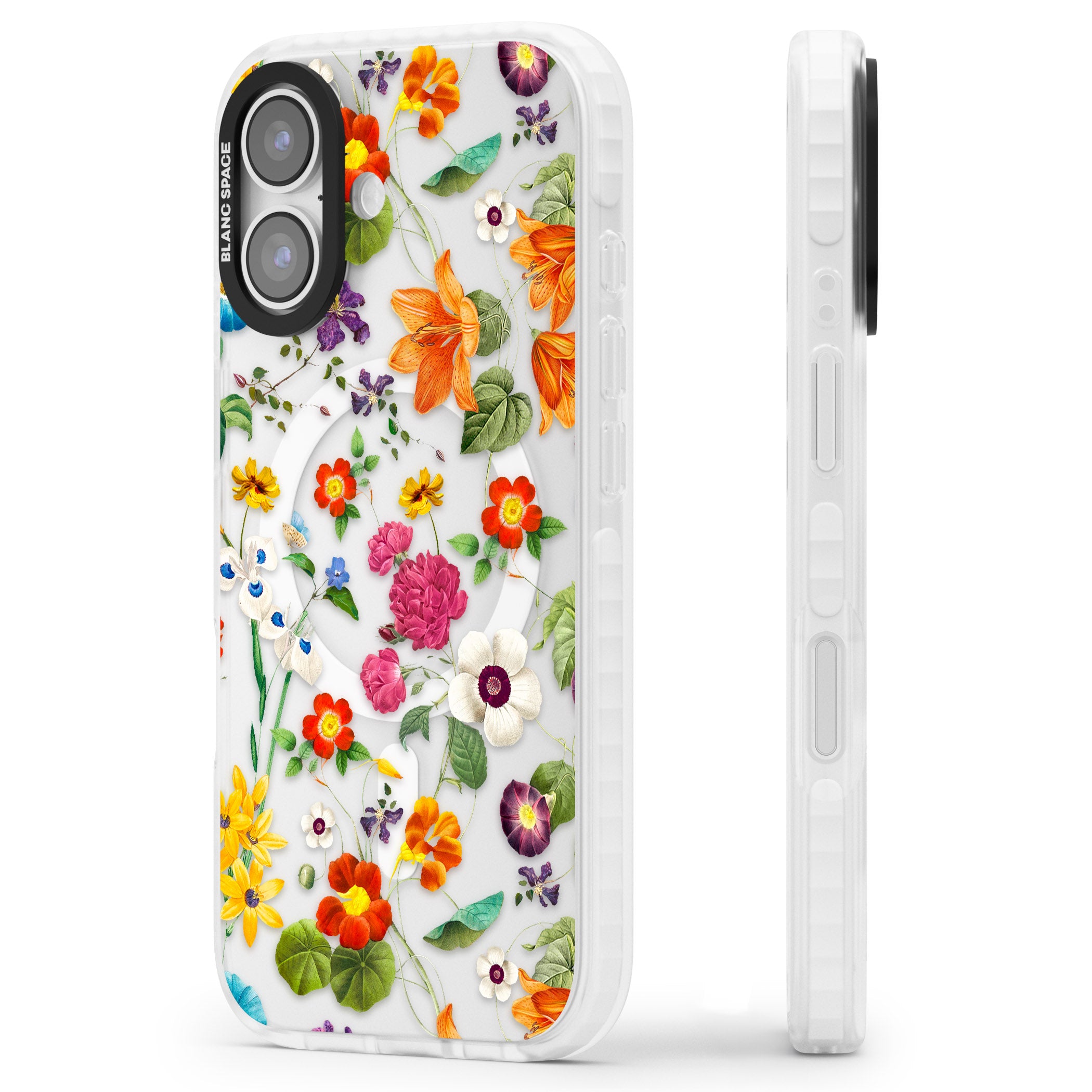 Whimsical Wildflowers iPhone 17 Impact Pro Clear Phone Case Side Profile