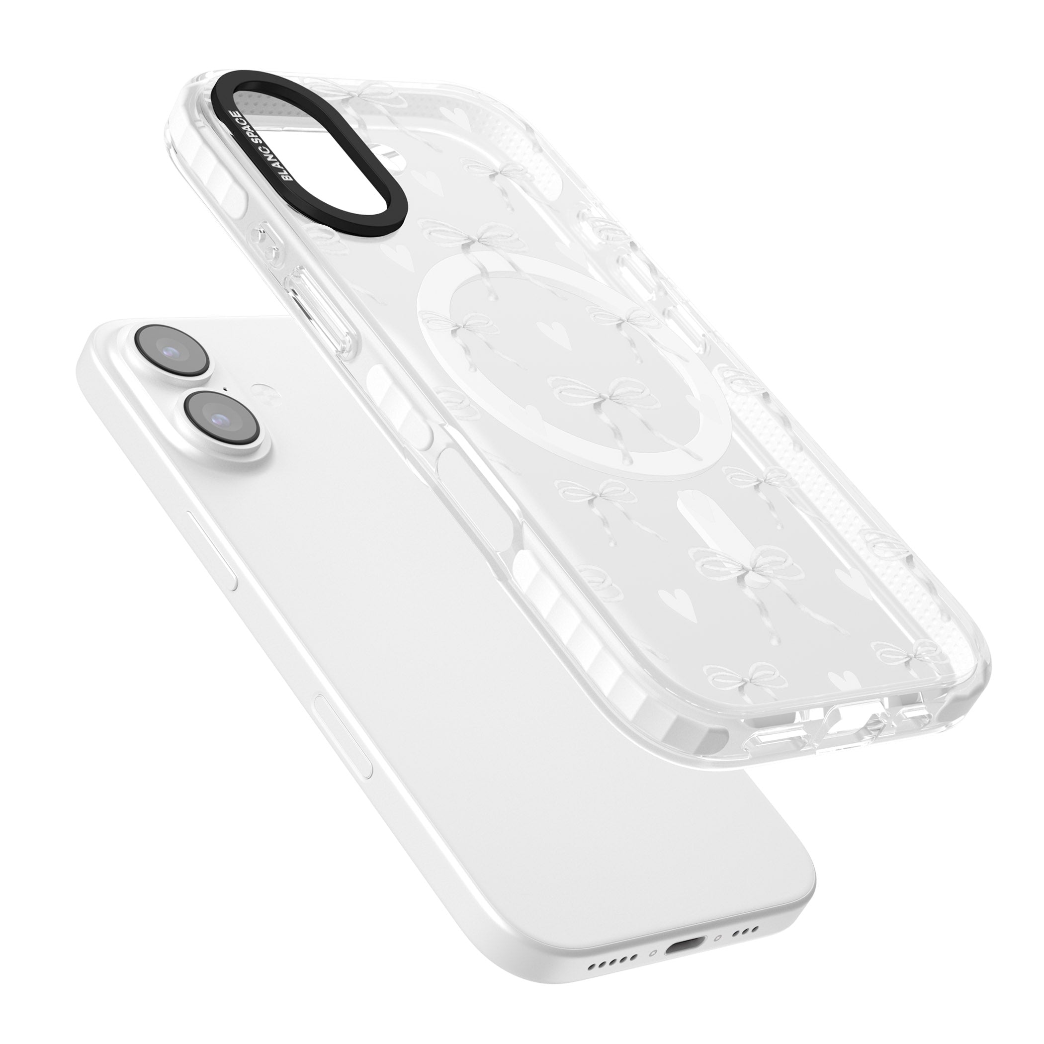White Bows & Hearts iPhone 17 Impact Pro Clear Phone Case Colours