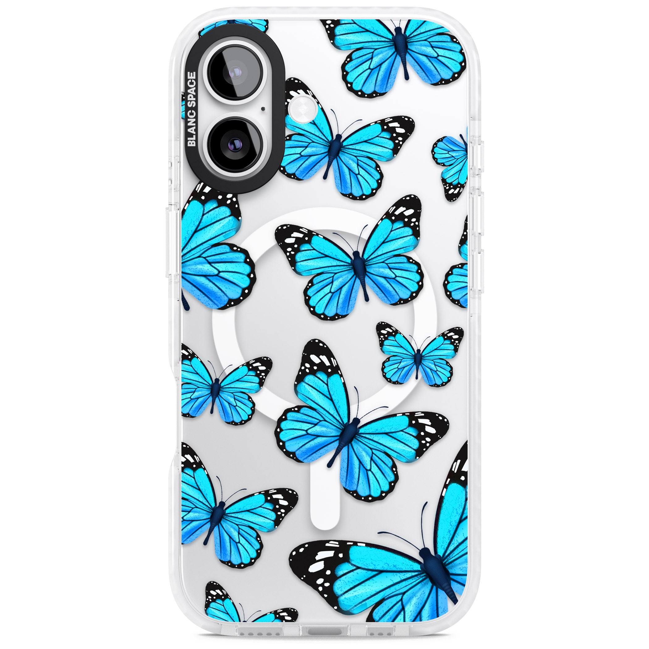 Blue Butterflies iPhone 17 Impact Pro Clear Phone Case